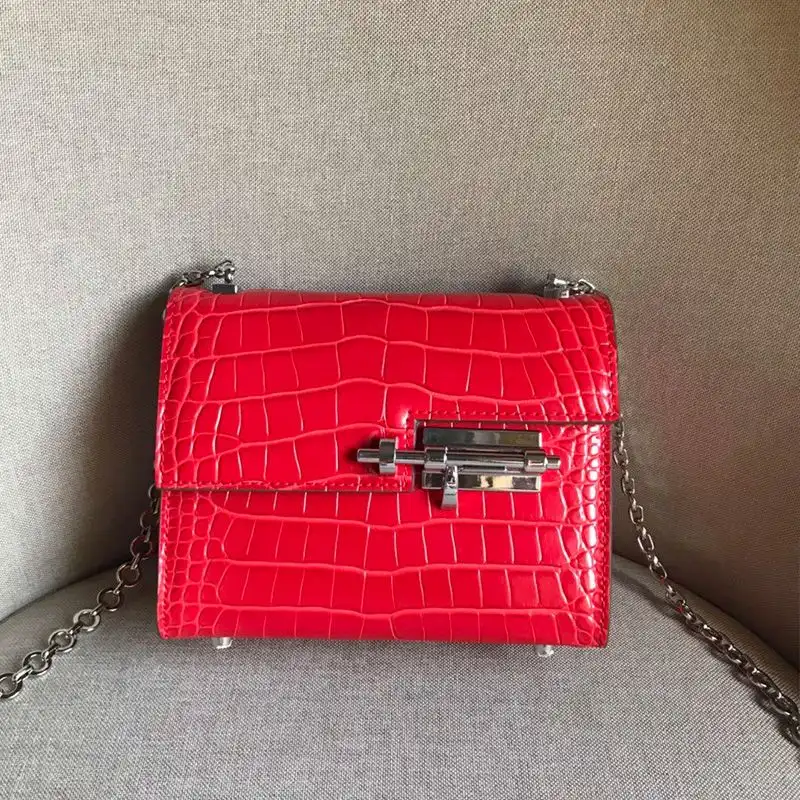 Cheap Hermes Verrou Chaine Mini Bag Alligator Leather Palladium Hardware In Red