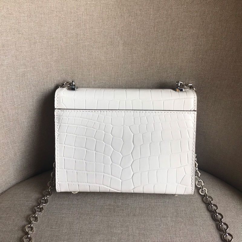 Hermes Verrou Chaine Mini Bag Alligator Leather Palladium Hardware In White