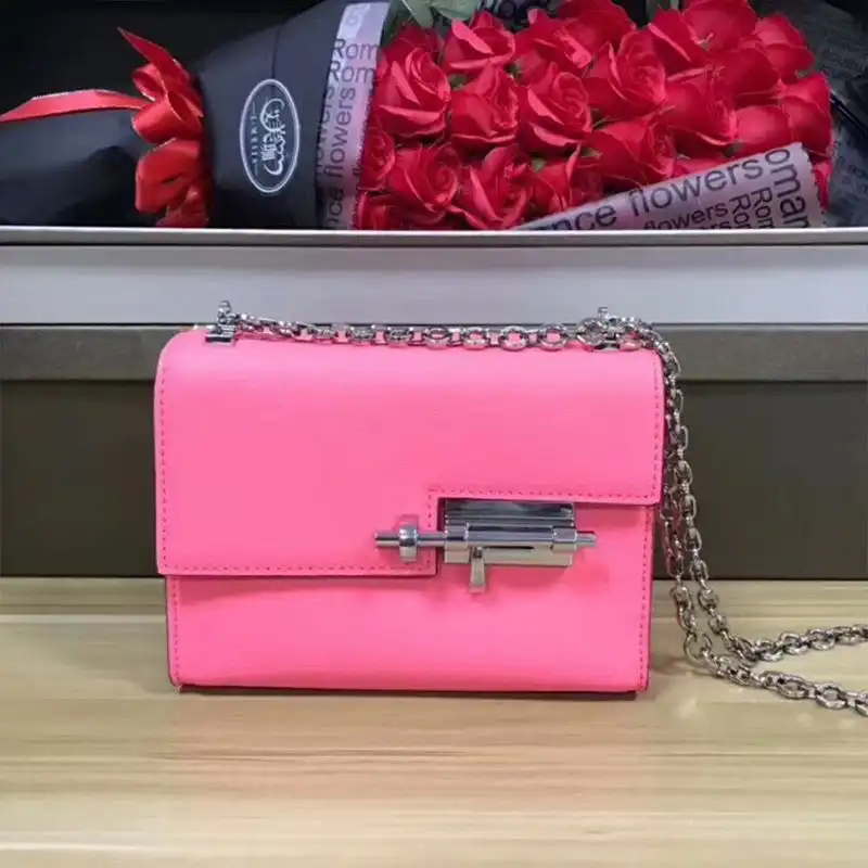 Hermes Verrou Chaine Mini Bag Goatskin Palladium Hardware In Rose