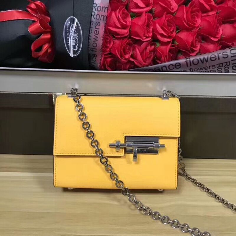 Hermes Verrou Chaine Mini Bag Goatskin Palladium Hardware In Yellow