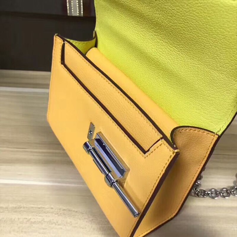 Hermes Verrou Chaine Mini Bag Goatskin Palladium Hardware In Yellow