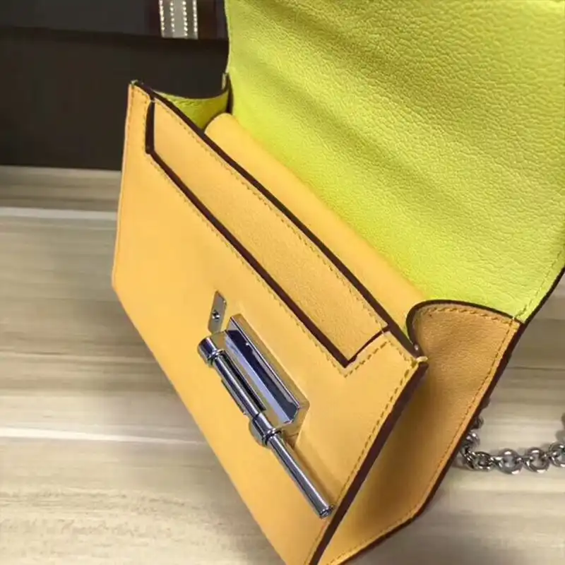 Cheap Hermes Verrou Chaine Mini Bag Goatskin Palladium Hardware In Yellow