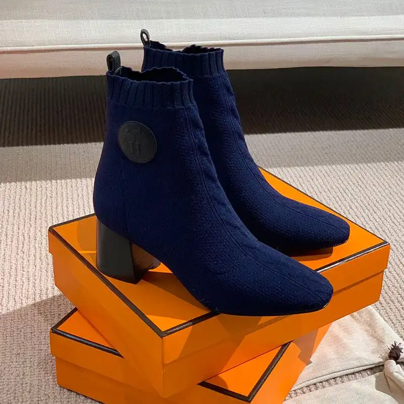 Affordable Hermes Volver 60 Ankle Boots Women Knit In Blue