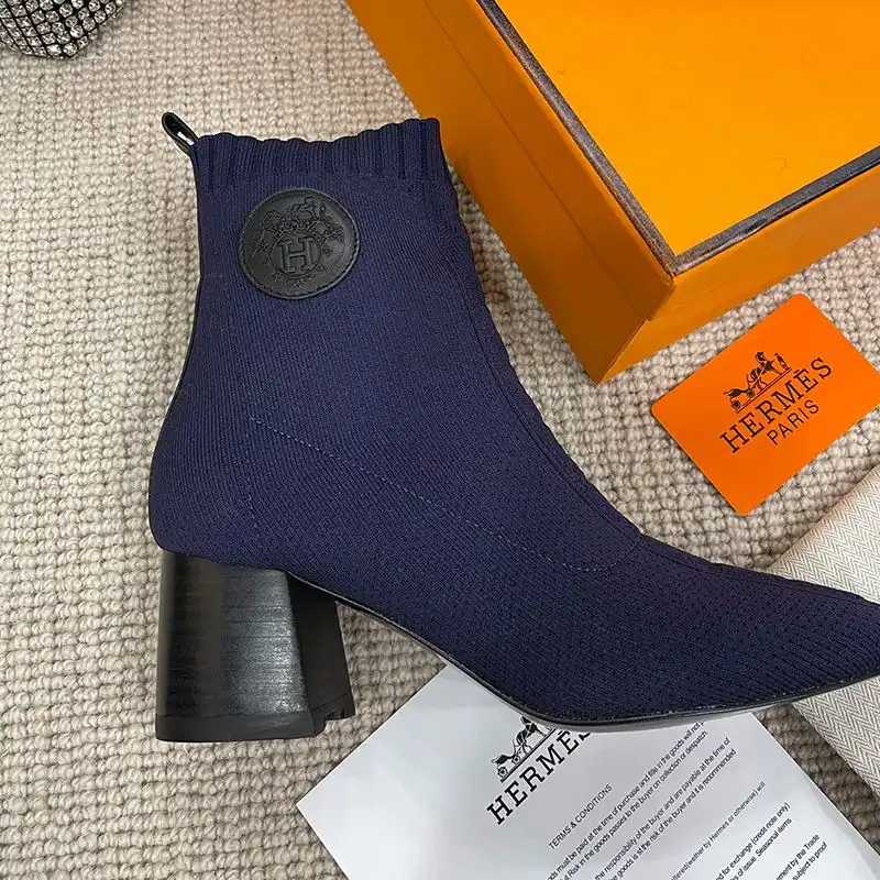 Cheap Hermes Volver 60 Ankle Boots Women Knit In Navy Blue