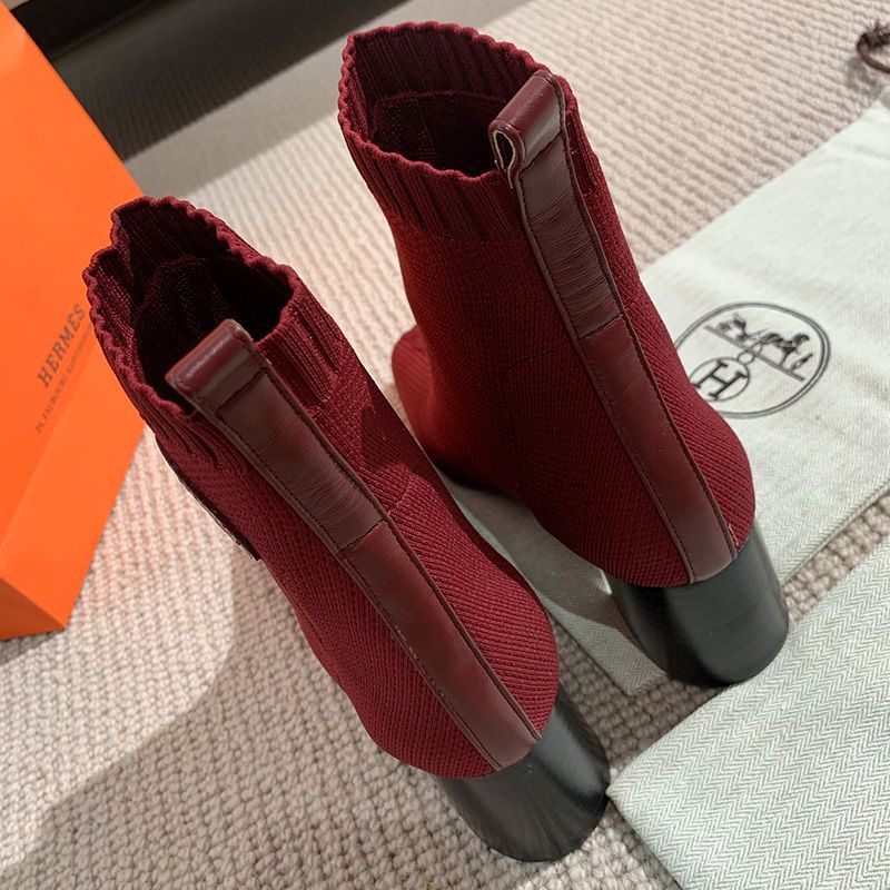 Hermes Volver 60 Ankle Boots Women Knit In Red