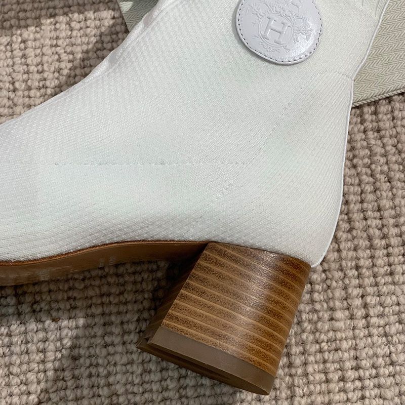 Hermes Volver 60 Ankle Boots Women Knit In White