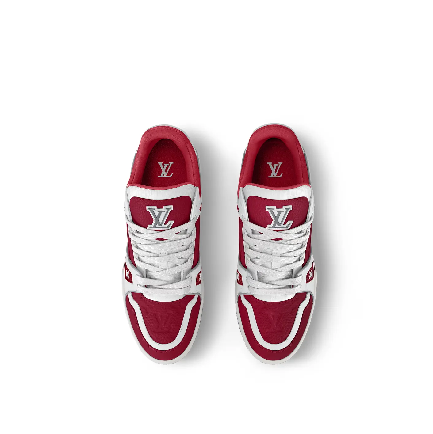 Lv shirt replica Bagsaaa 1ADHT6 LV Trainer Sneaker Sari Red