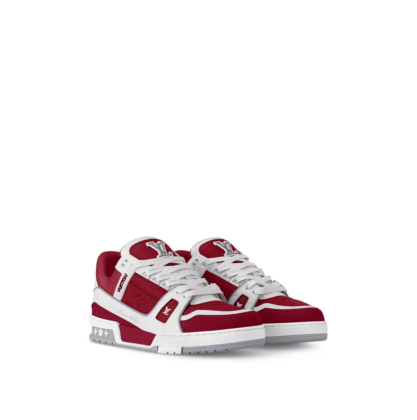 Lv shirt replica Bagsaaa 1ADHT6 LV Trainer Sneaker Sari Red