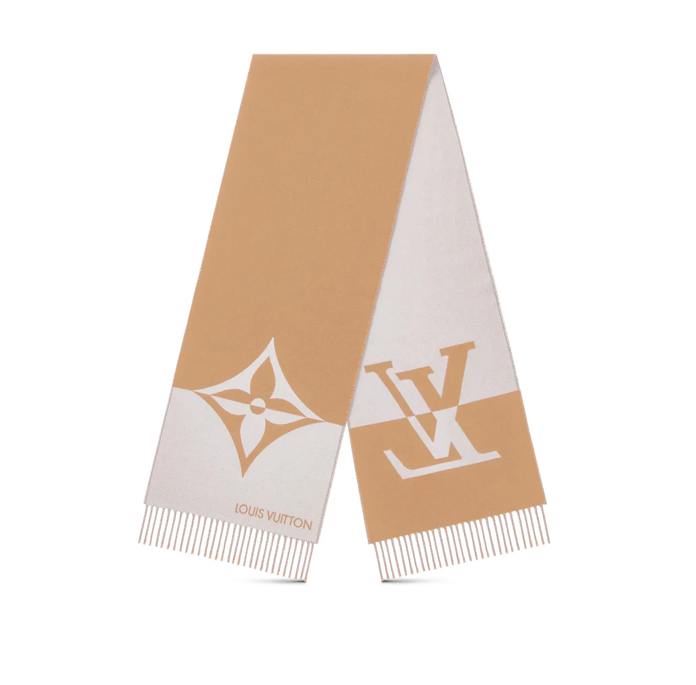 Bagsaaa Beige M79098 Graphic Dual Scarf