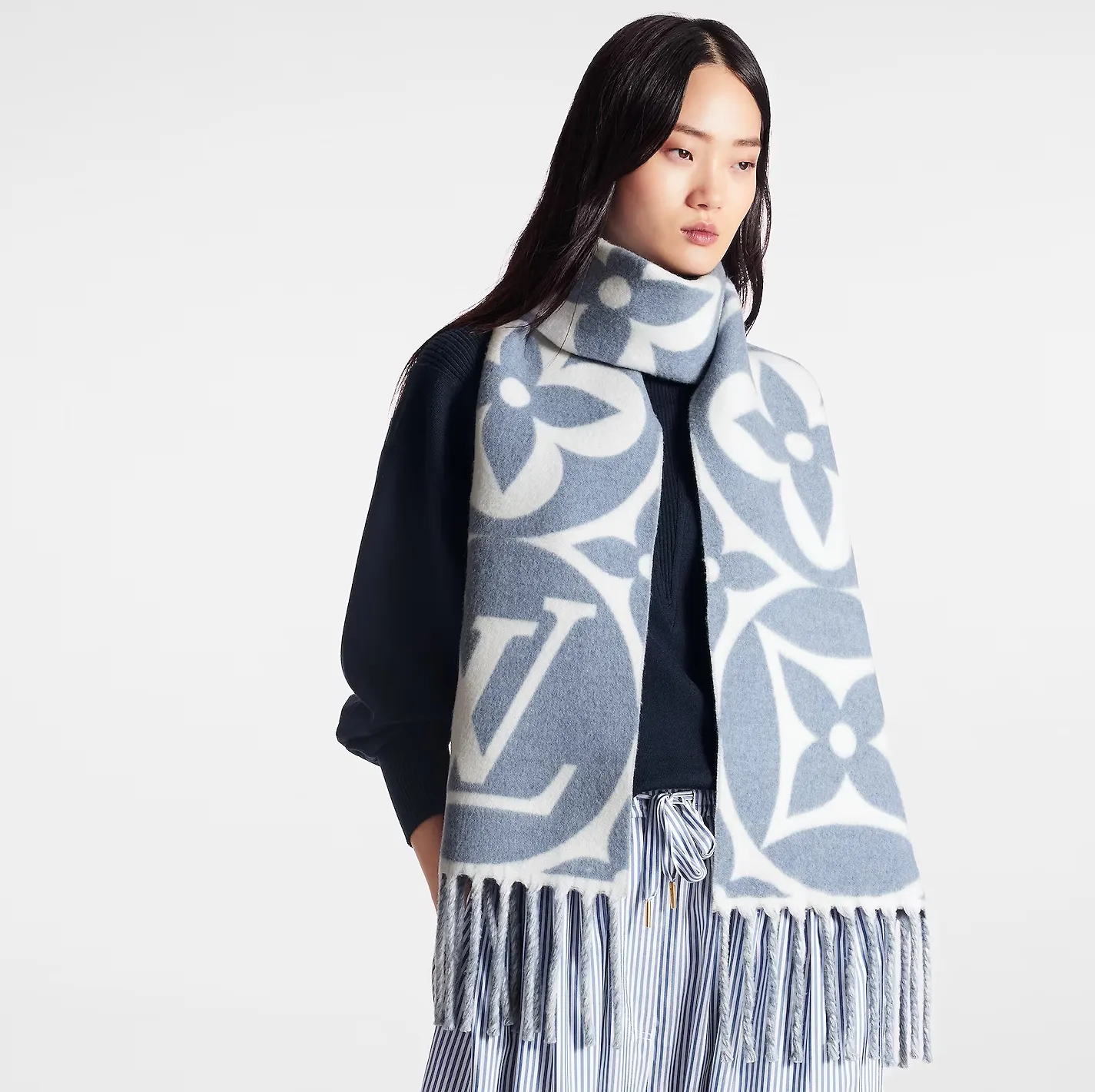 Iv belts replica Bagsaaa Blue M79214 FLIGHT MODE LV Medallion Scarf