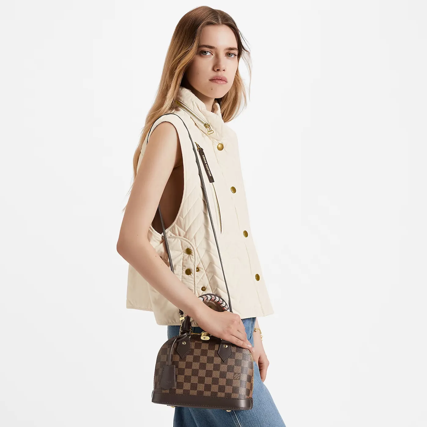 Lv shirt replica Bagsaaa Damier Ebene coated canvas N40447 Braided Alma BB