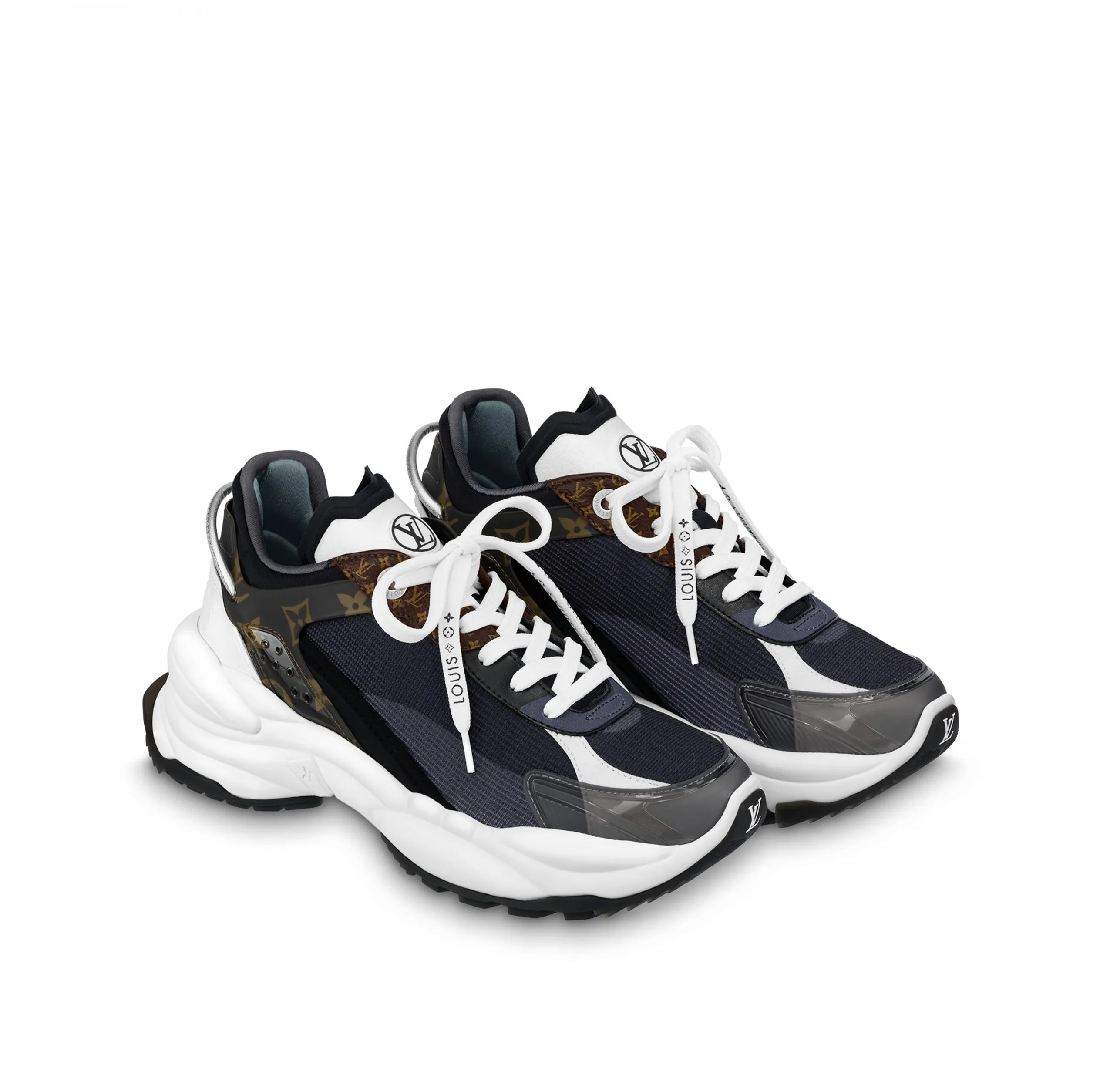 Replica bags Bagsaaa LV Run 55 Sneaker Monogram Flowers Black 1AAP5D