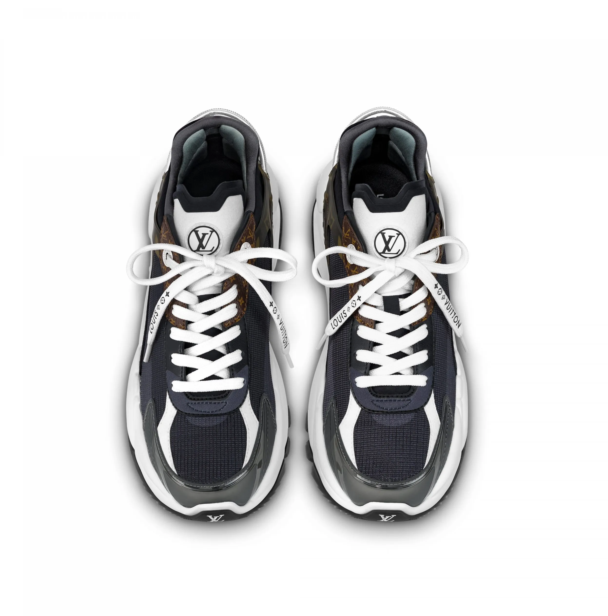 Replica bags Bagsaaa LV Run 55 Sneaker Monogram Flowers Black 1AAP5D