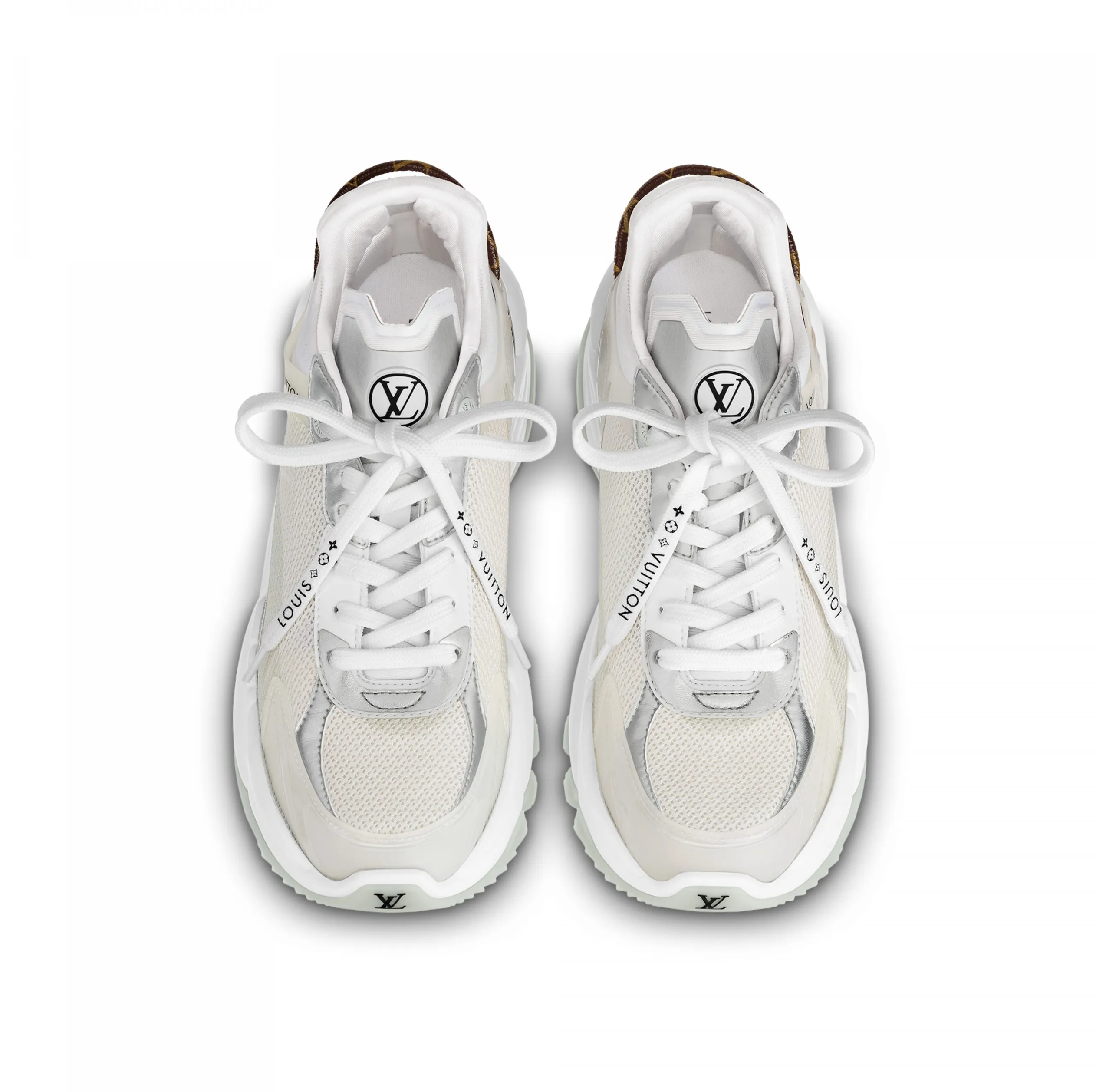Top lv Bagsaaa LV Run 55 Sneaker Monogram Flowers Silver 1AAVGI