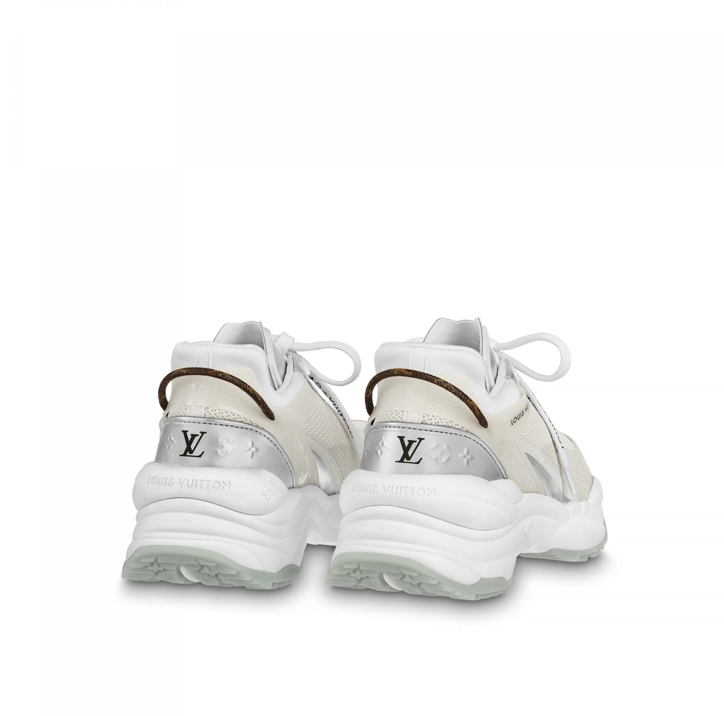 Top lv Bagsaaa LV Run 55 Sneaker Monogram Flowers Silver 1AAVGI