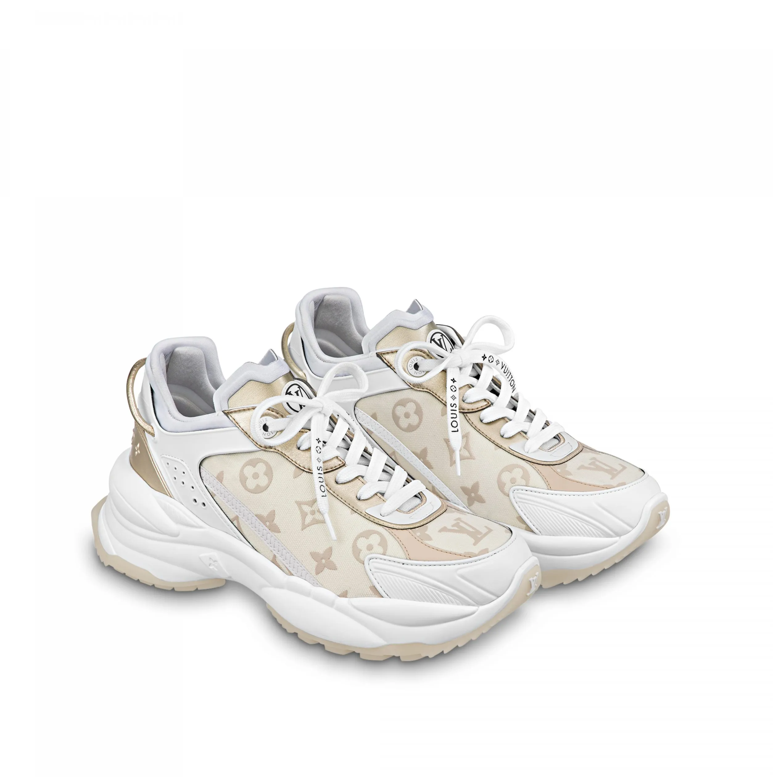 Replica rick owens shoes Bagsaaa LV Run 55 Sneaker Monogram denim Beige 1ABHR7