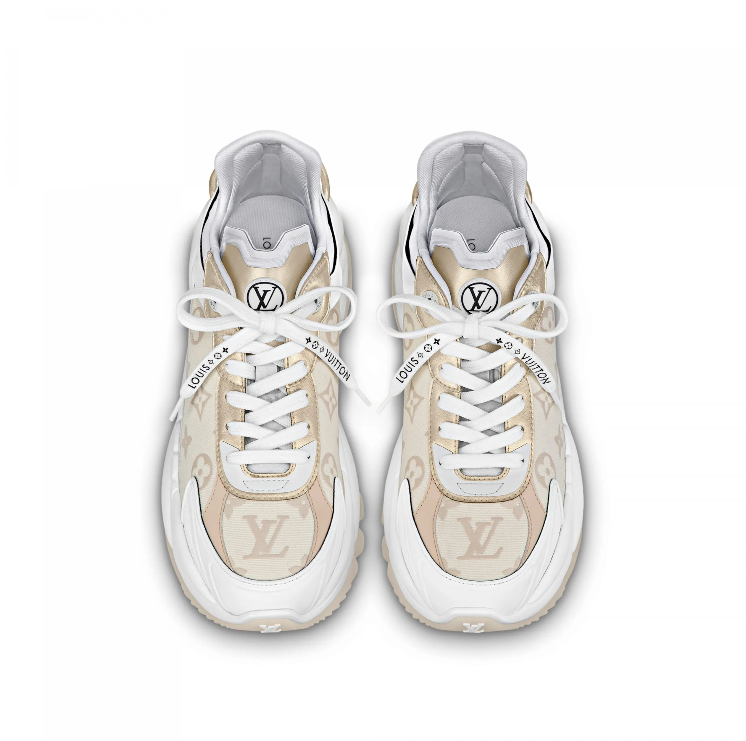 Replica rick owens shoes Bagsaaa LV Run 55 Sneaker Monogram denim Beige 1ABHR7