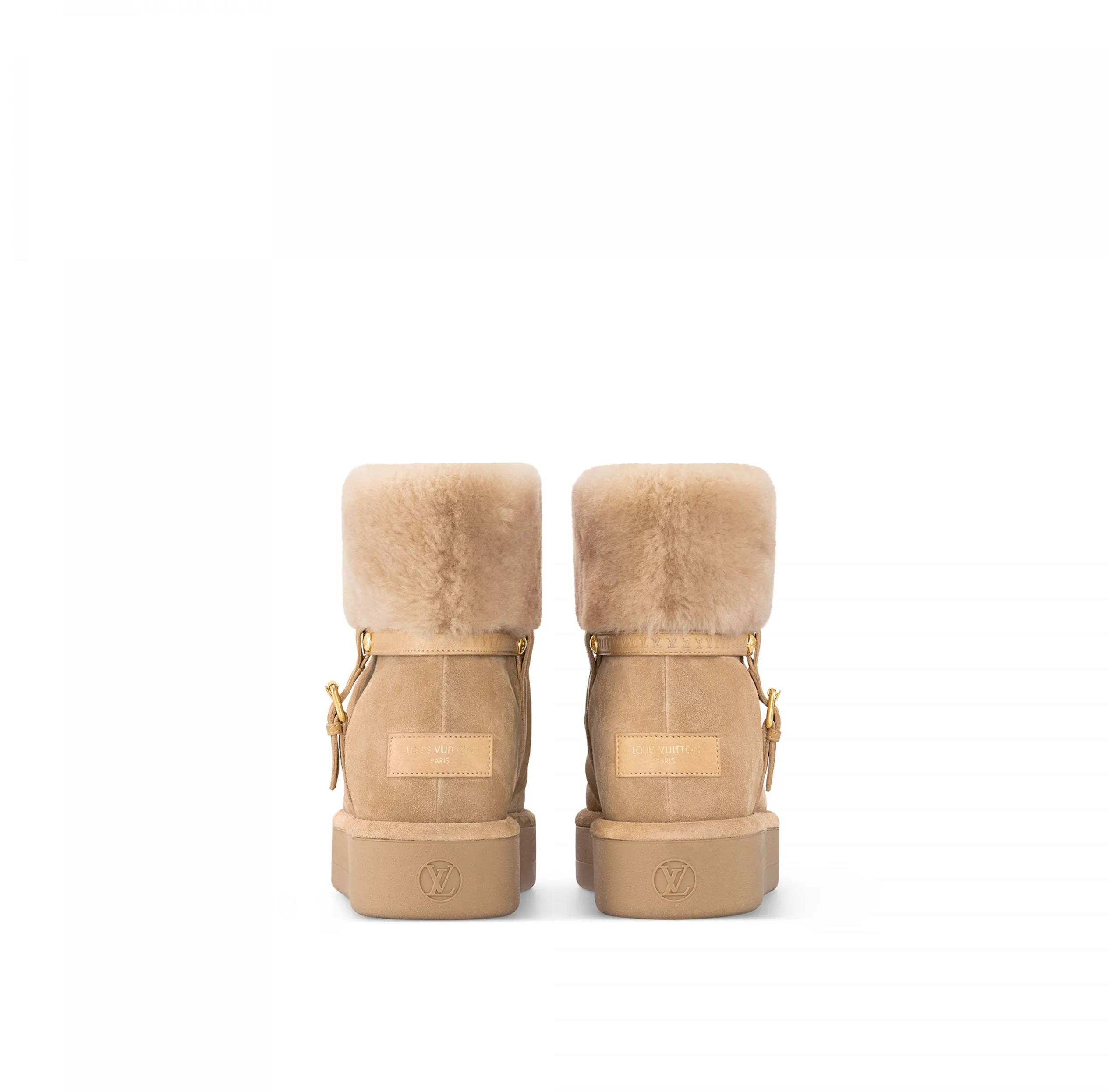 Replica rick owens shoes Bagsaaa LV SKI Aspen Platform Ankle Boot Beige 1AC79J