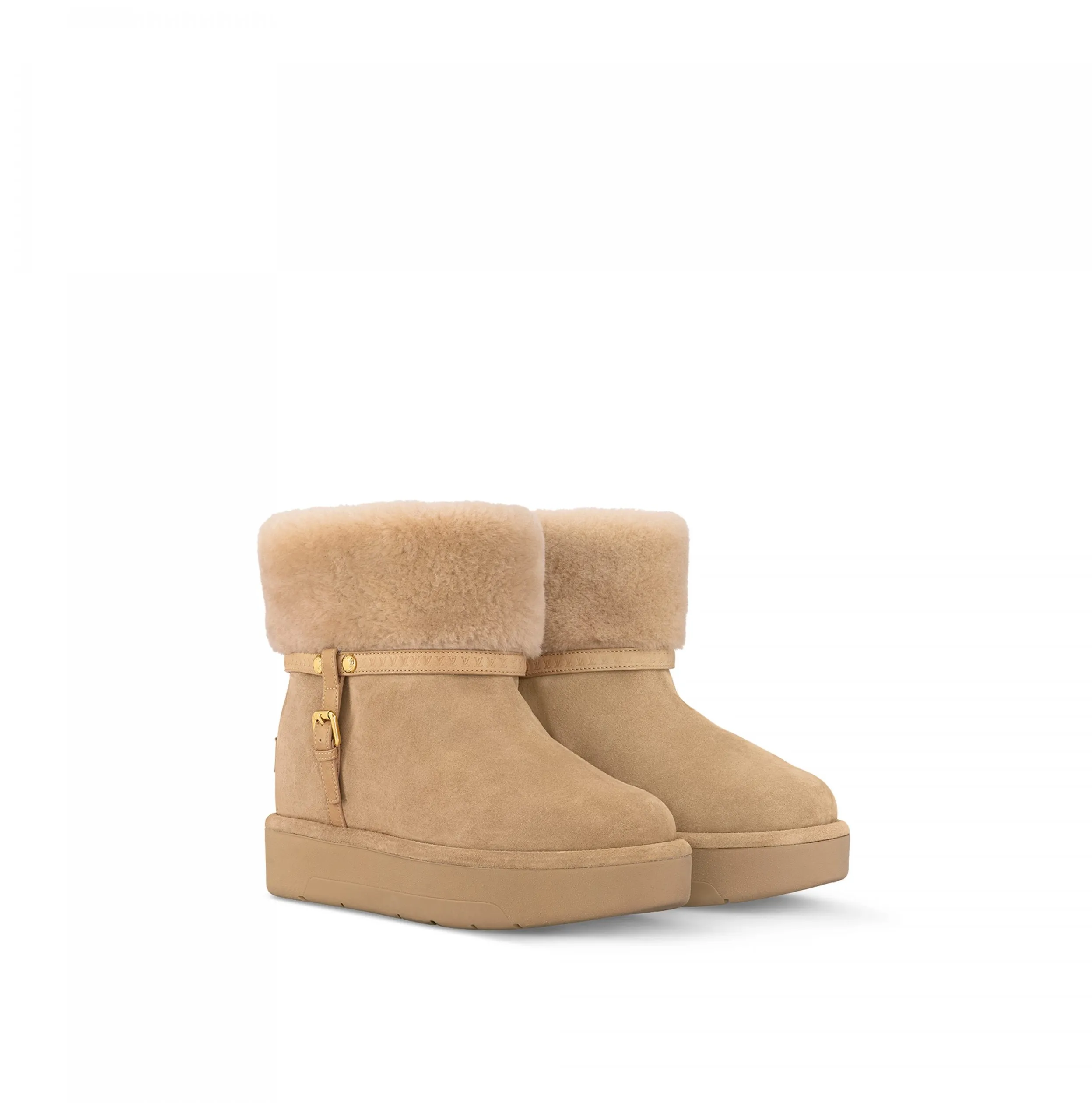 Replica rick owens shoes Bagsaaa LV SKI Aspen Platform Ankle Boot Beige 1AC79J