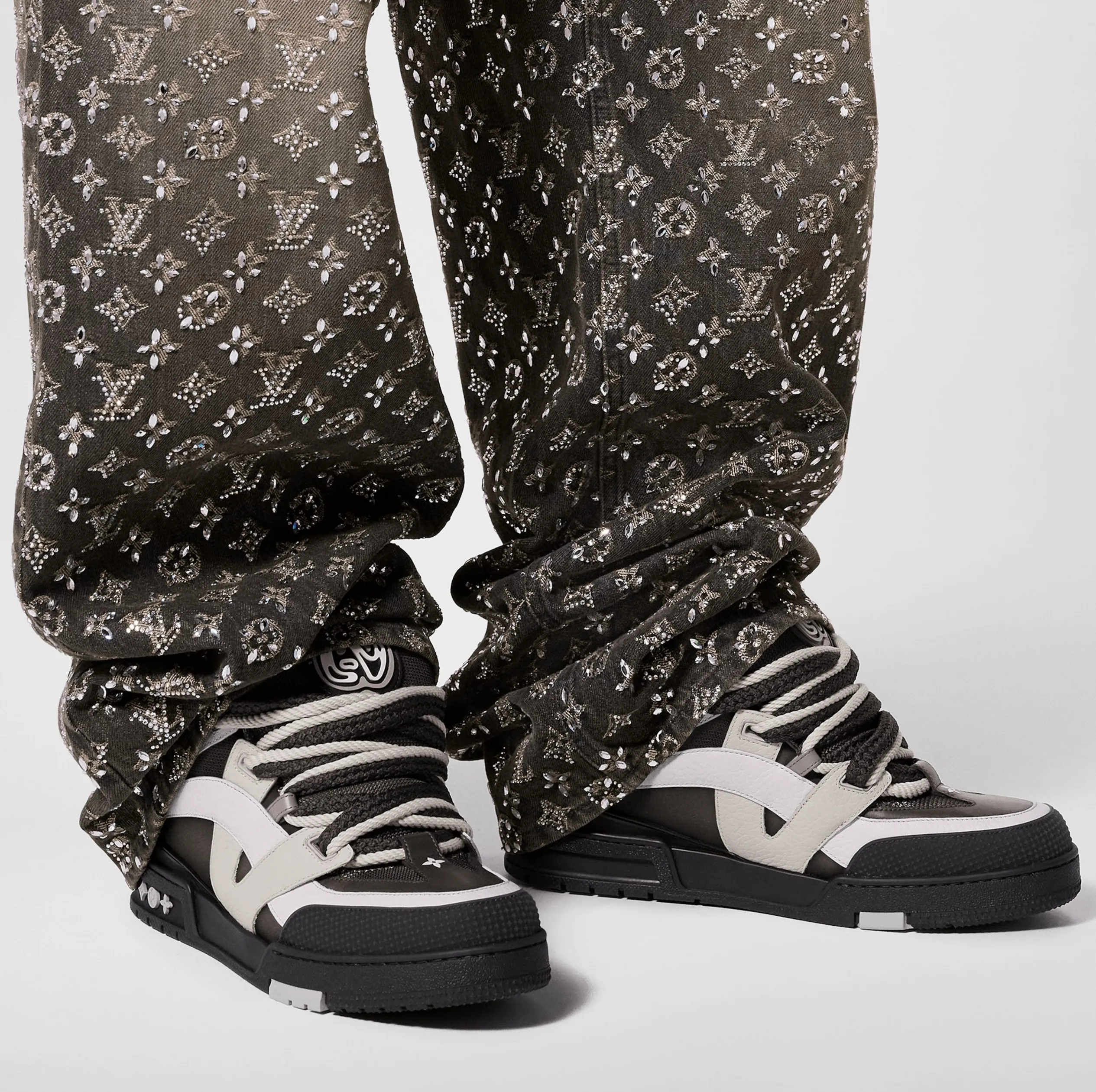 Replica ysl bag Bagsaaa LV Skate Sneaker Monogram Flowers Anthracite Grey 1ABZ4D