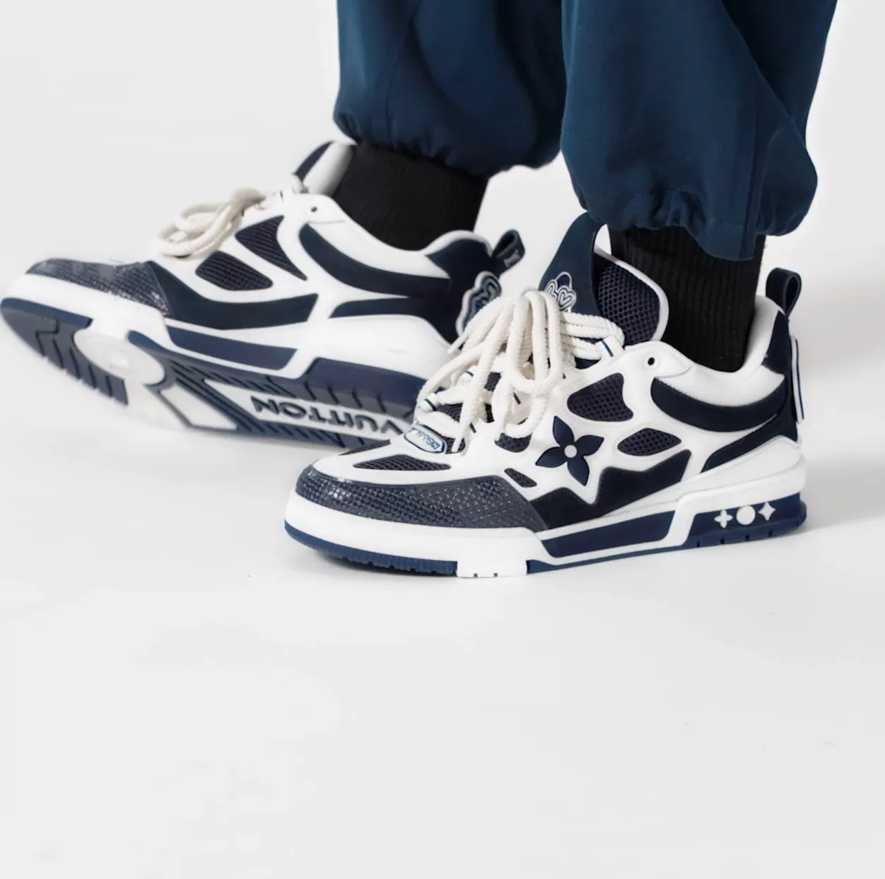 Replica ysl bag Bagsaaa LV Skate Sneaker Navy Blue Marine 1ACF1U