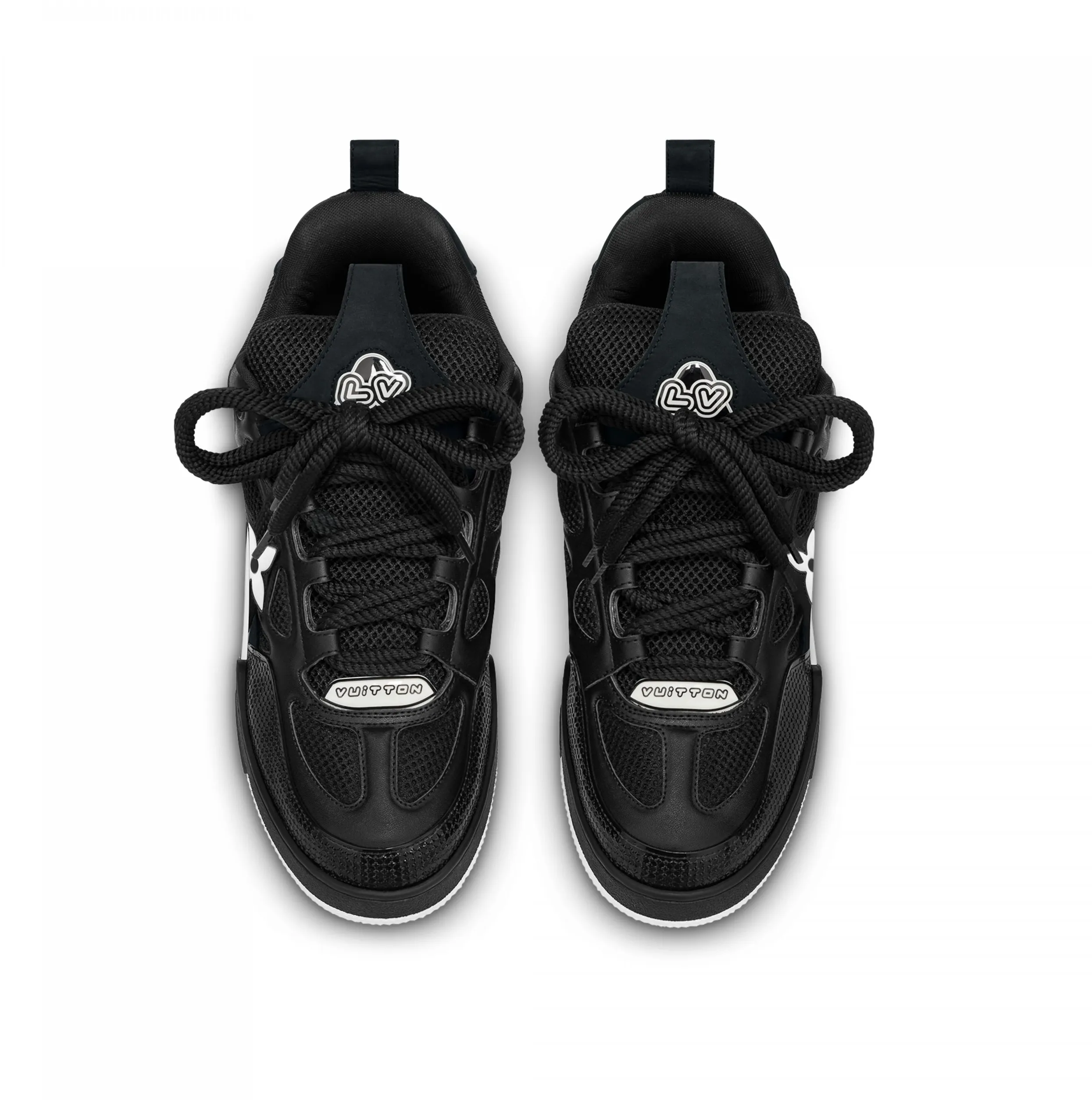 Lv shoes replica Bagsaaa LV Skate Sneaker Since 54 Monogram Flowers Black 1AARR0