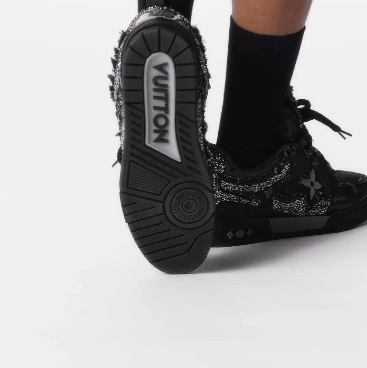 Store mens Bagsaaa LV Skate Sneaker Swarovski Crystals Monogram Denim Black 1ABMHZ