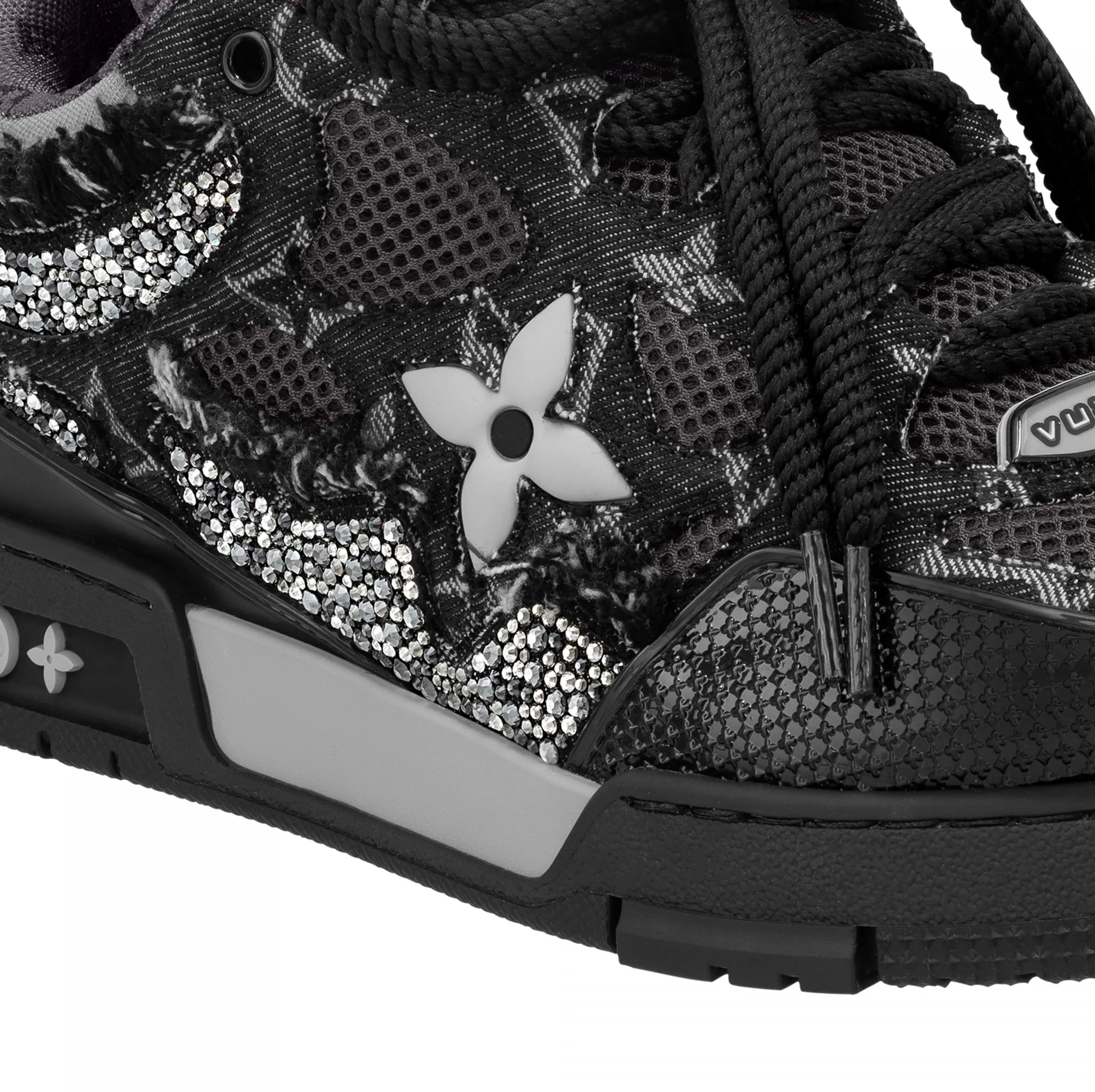 Store mens Bagsaaa LV Skate Sneaker Swarovski Crystals Monogram Denim Black 1ABMHZ