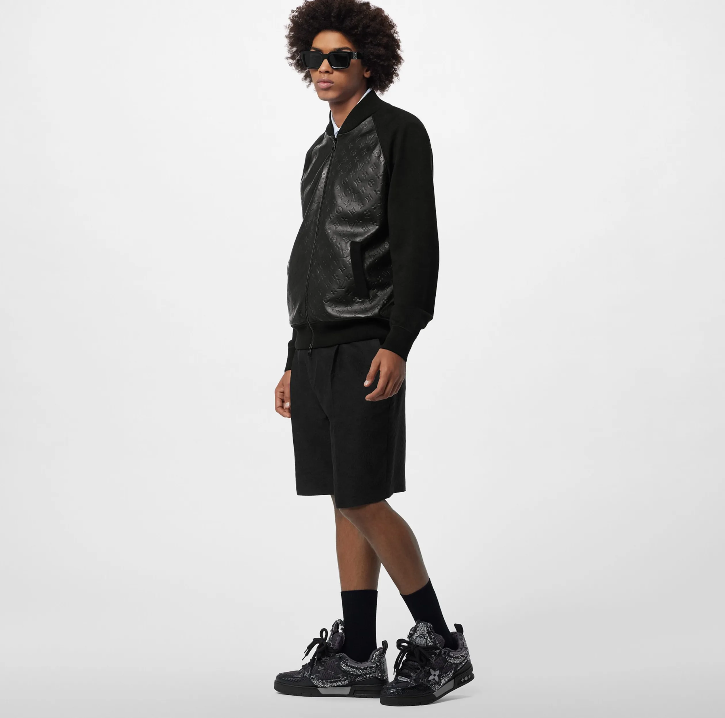 Store mens Bagsaaa LV Skate Sneaker Swarovski Crystals Monogram Denim Black 1ABMHZ