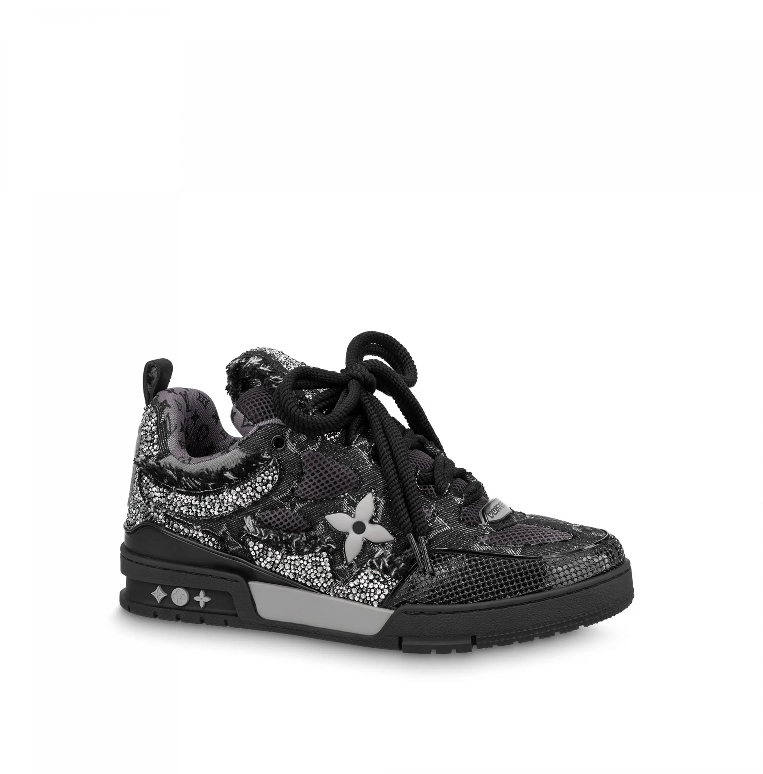 Bagsaaa LV Skate Sneaker Swarovski Crystals Monogram Denim Black 1ABMHZ