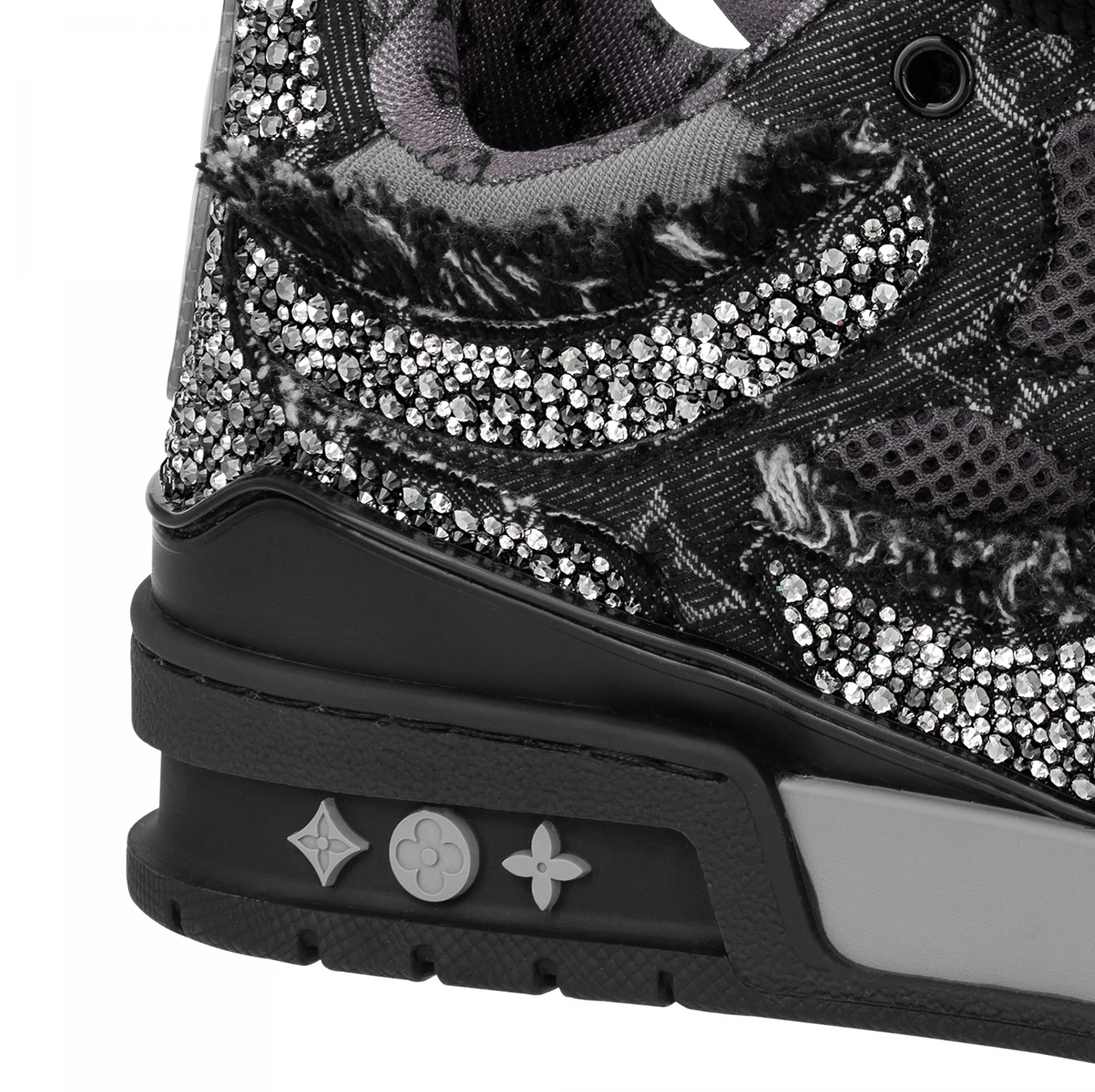 Store mens Bagsaaa LV Skate Sneaker Swarovski Crystals Monogram Denim Black 1ABMHZ