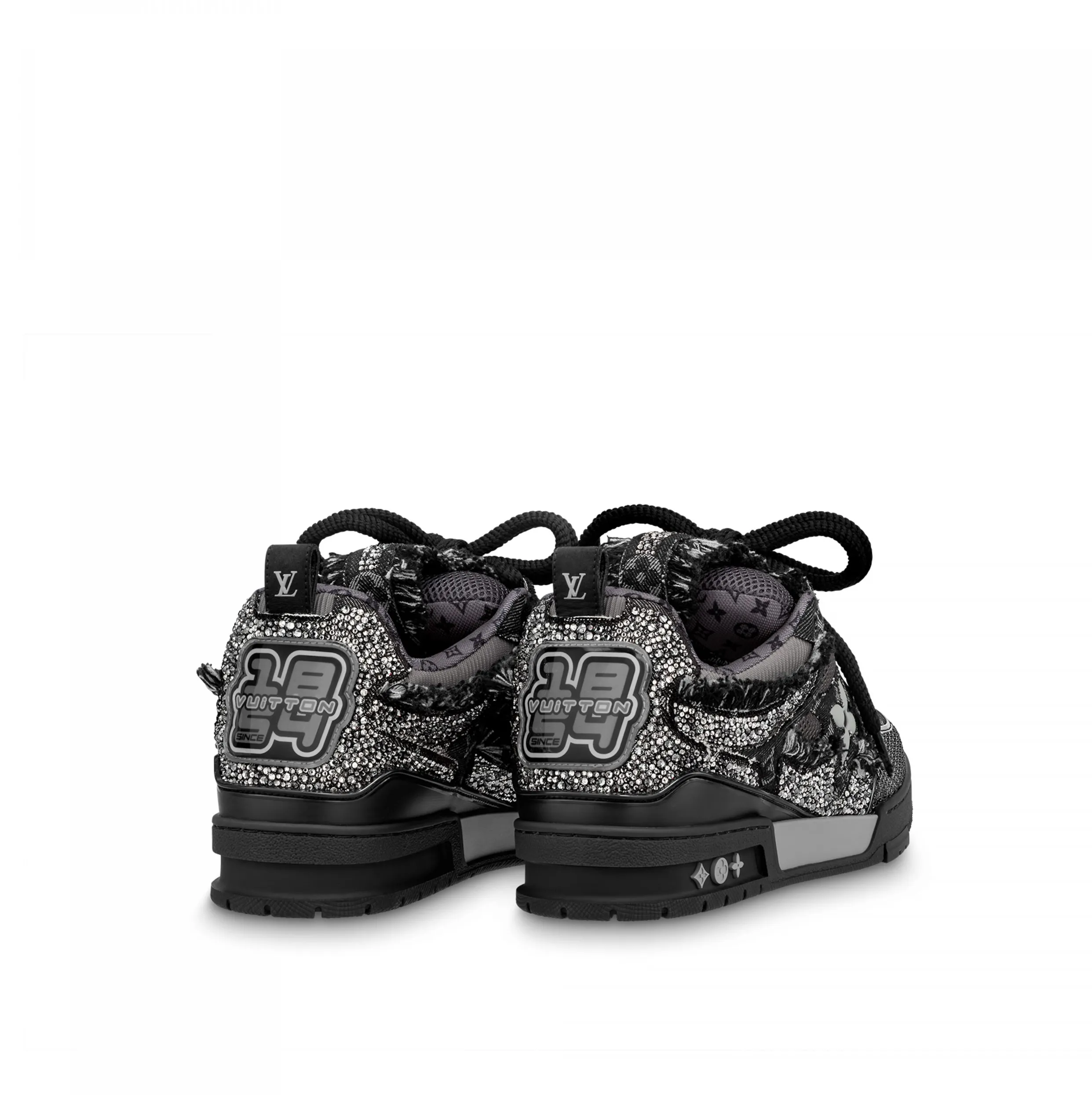 Store mens Bagsaaa LV Skate Sneaker Swarovski Crystals Monogram Denim Black 1ABMHZ