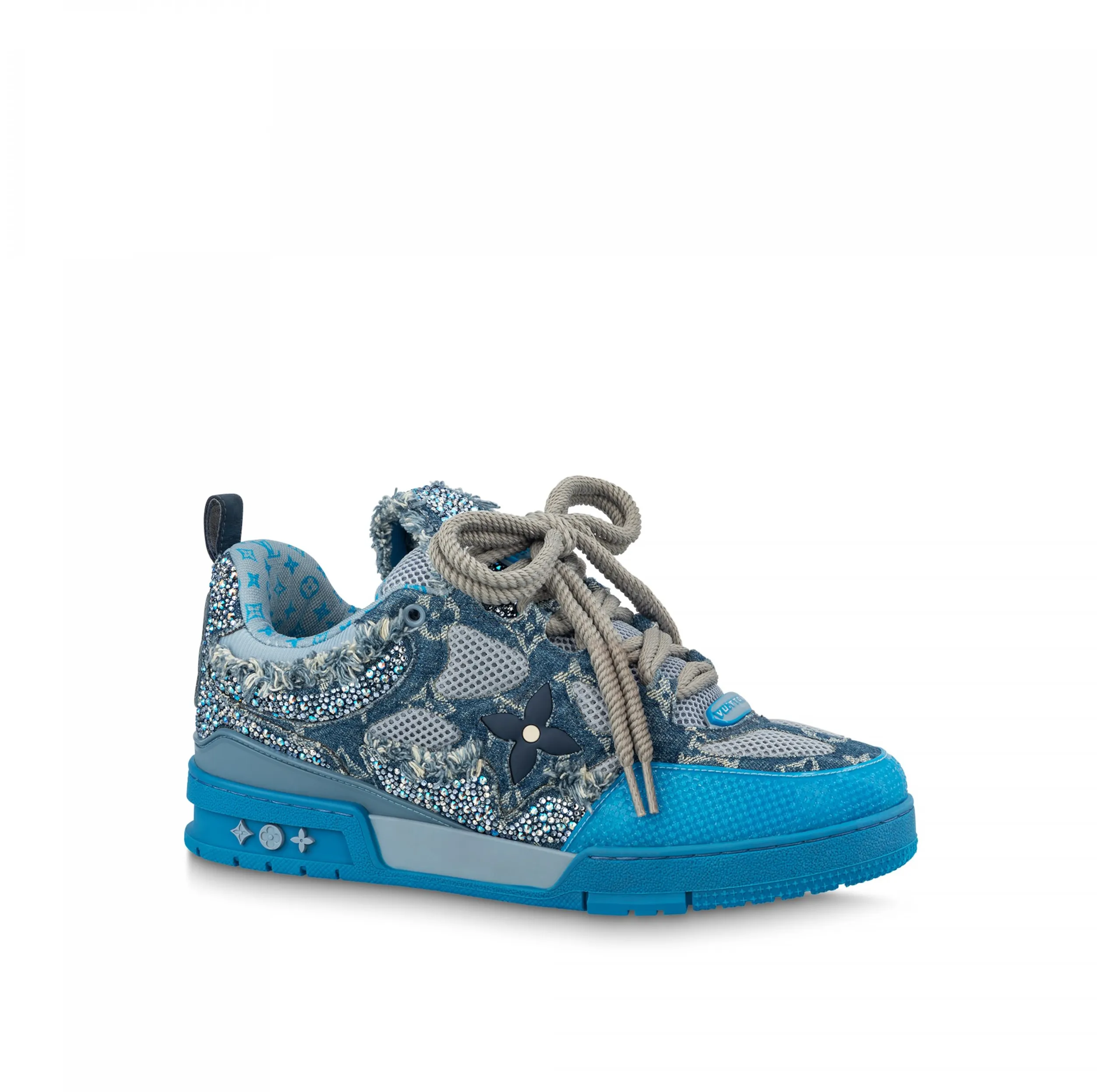 Bagsaaa LV Skate Sneaker Swarovski Crystals Monogram Denim Blue 1ABMHF