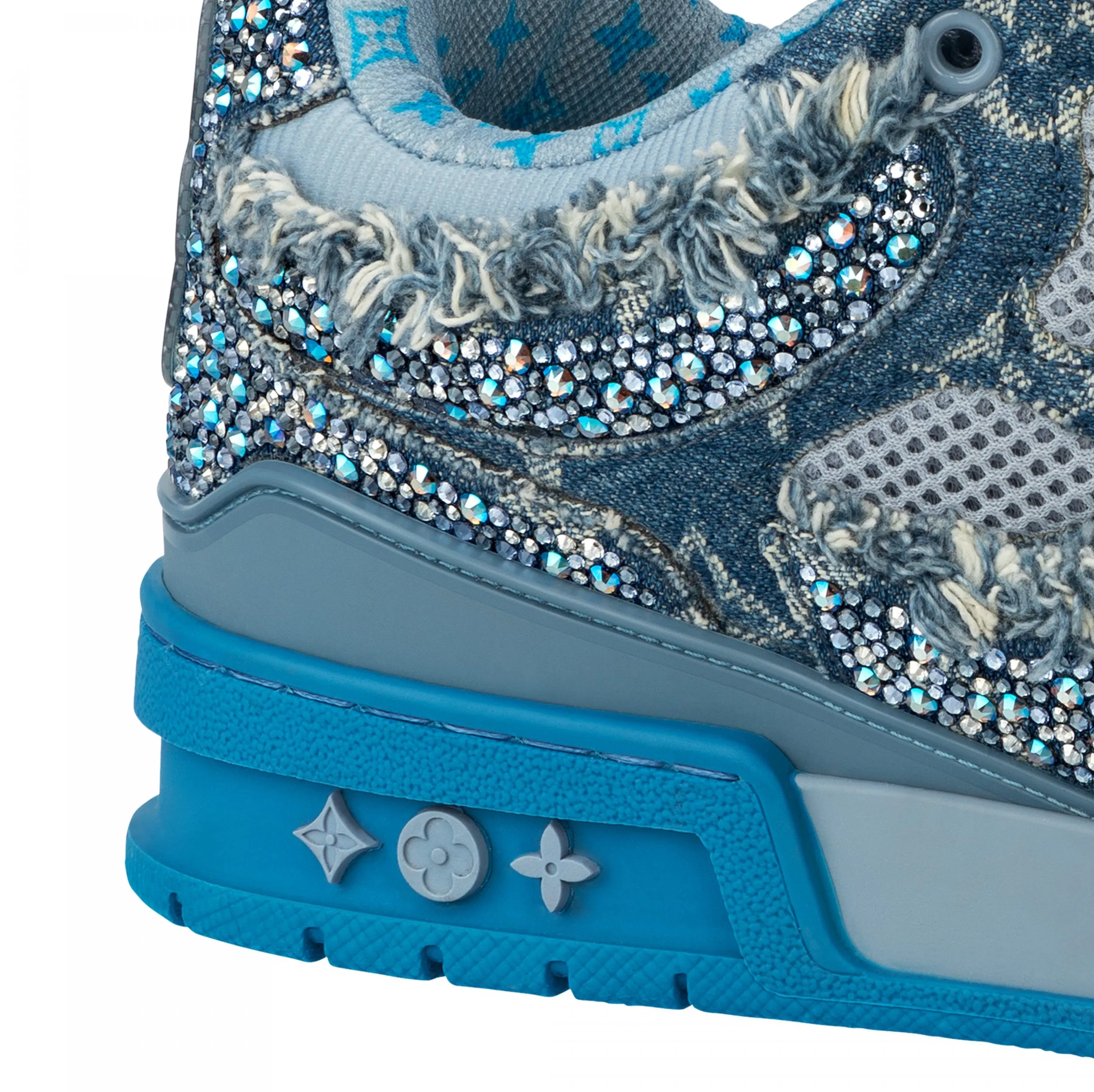 High quality replica bags Bagsaaa LV Skate Sneaker Swarovski Crystals Monogram Denim Blue 1ABMHF