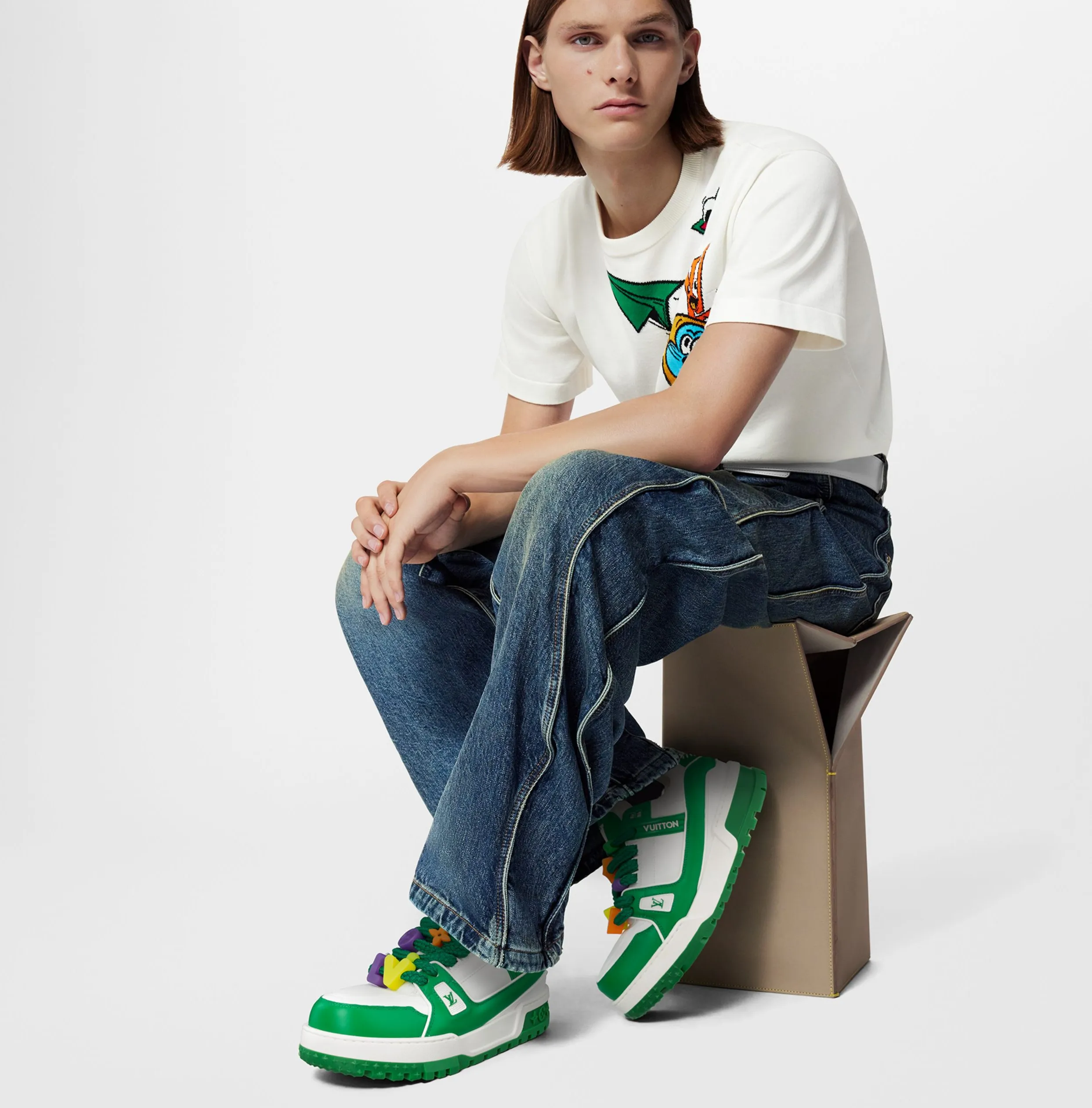 Replica bag Bagsaaa LV Trainer Maxi Sneaker Green 1AB8SC