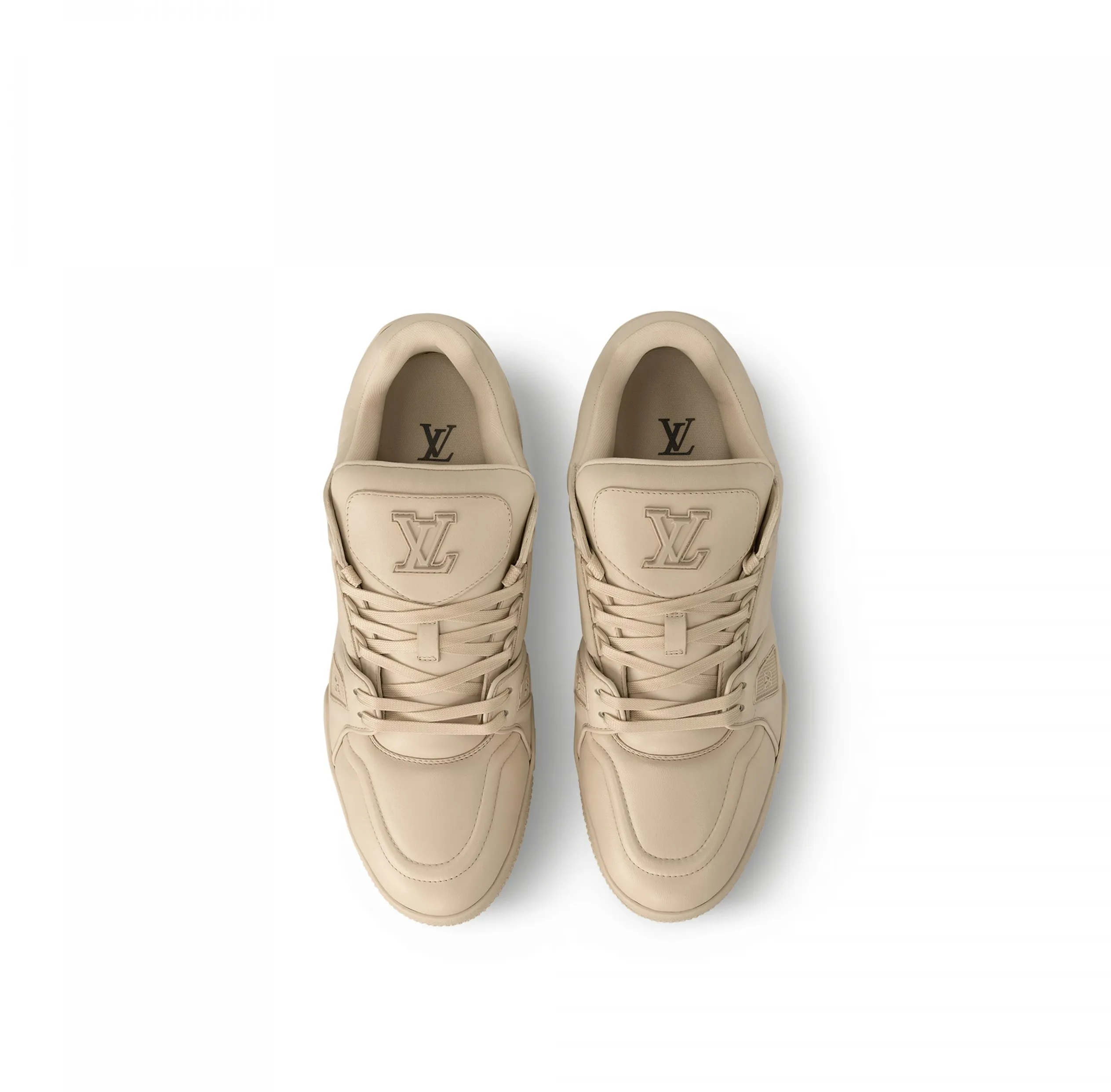 Replica rick owens shoes Bagsaaa LV Trainer Sneaker Calf leather Beige 1AC5BR