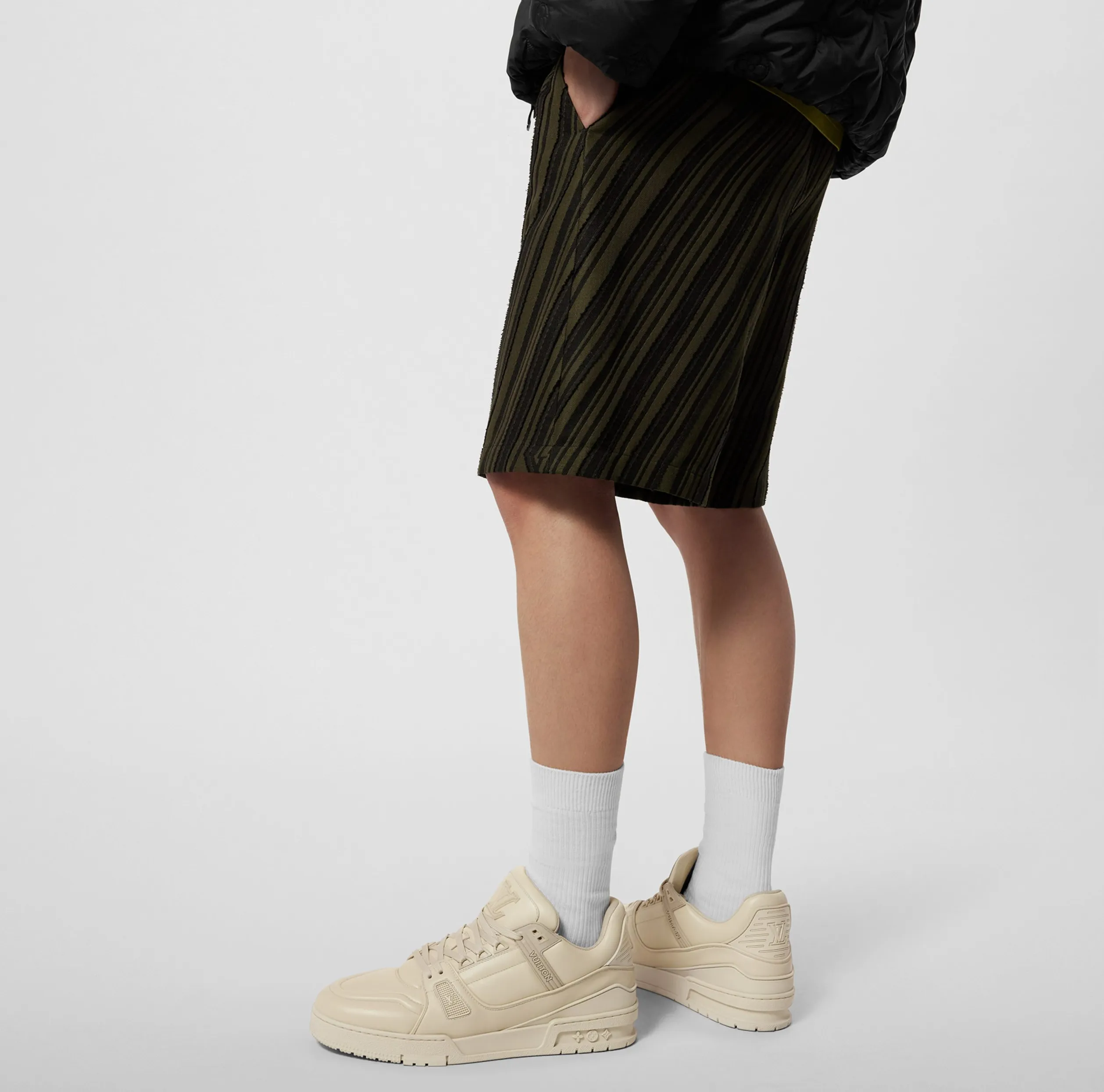 Replica rick owens shoes Bagsaaa LV Trainer Sneaker Calf leather Beige 1AC5BR