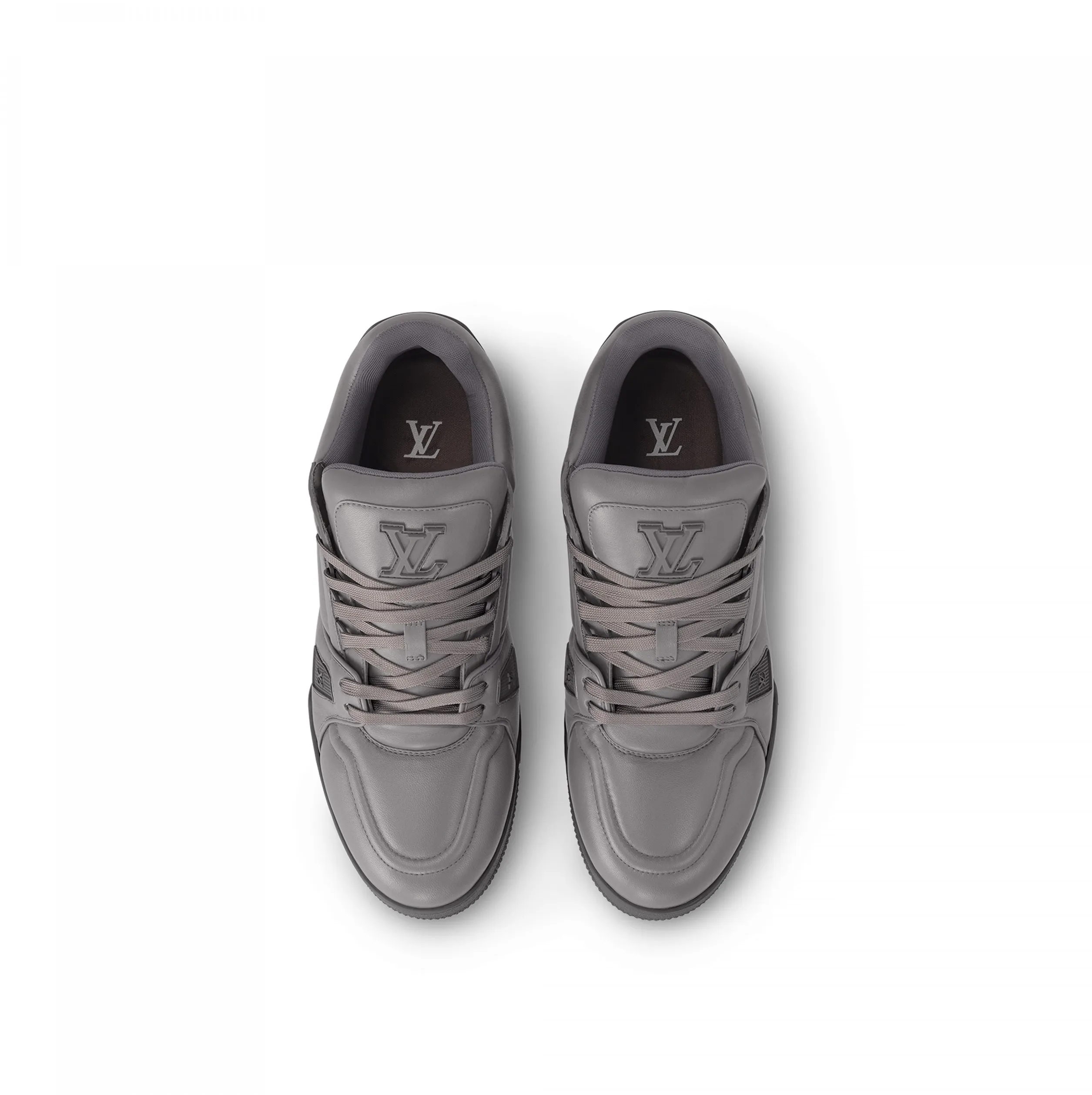 Lv shoes replica Bagsaaa LV Trainer Sneaker Calf leather Grey 1AC5CV