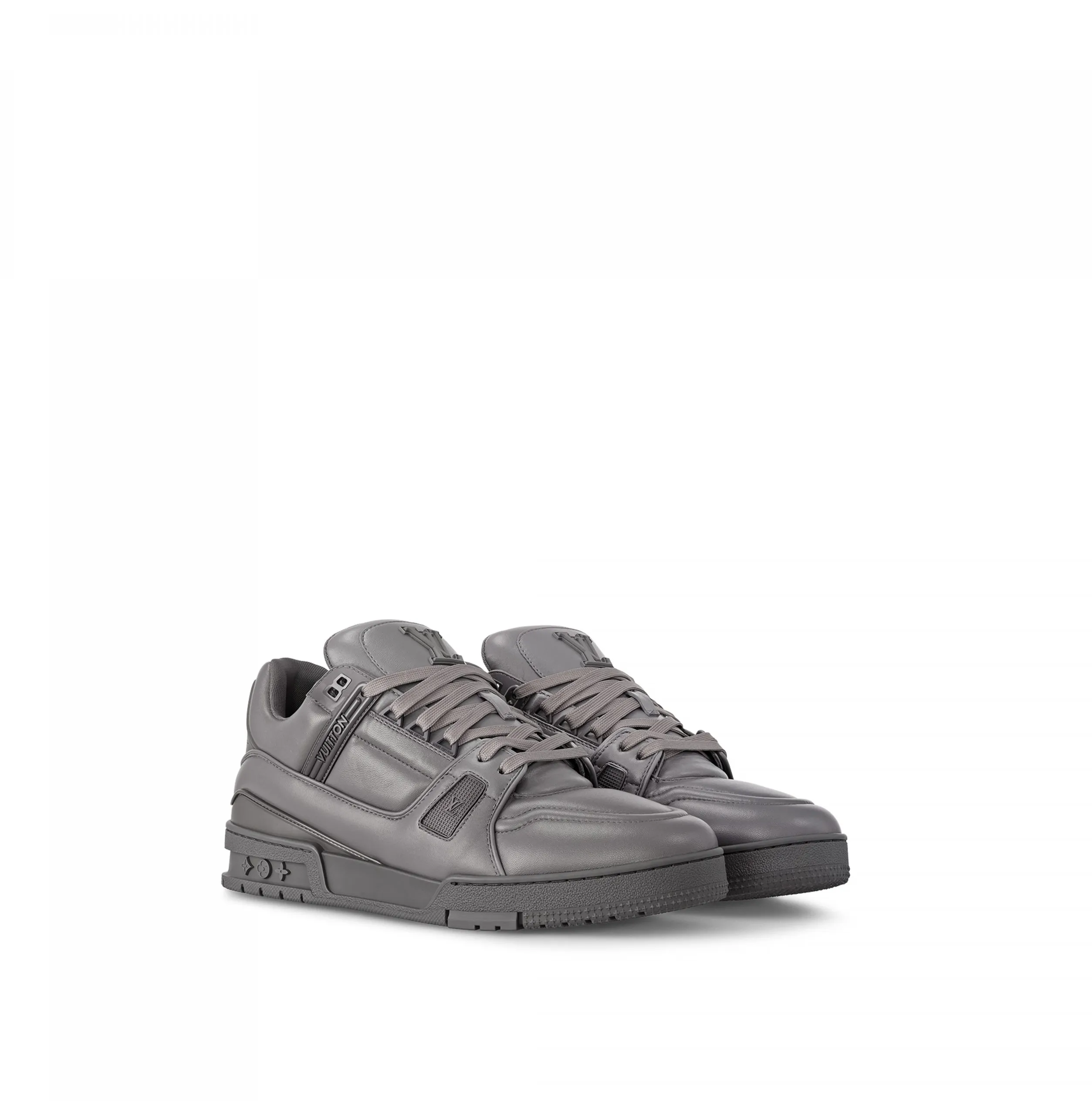Lv shoes replica Bagsaaa LV Trainer Sneaker Calf leather Grey 1AC5CV