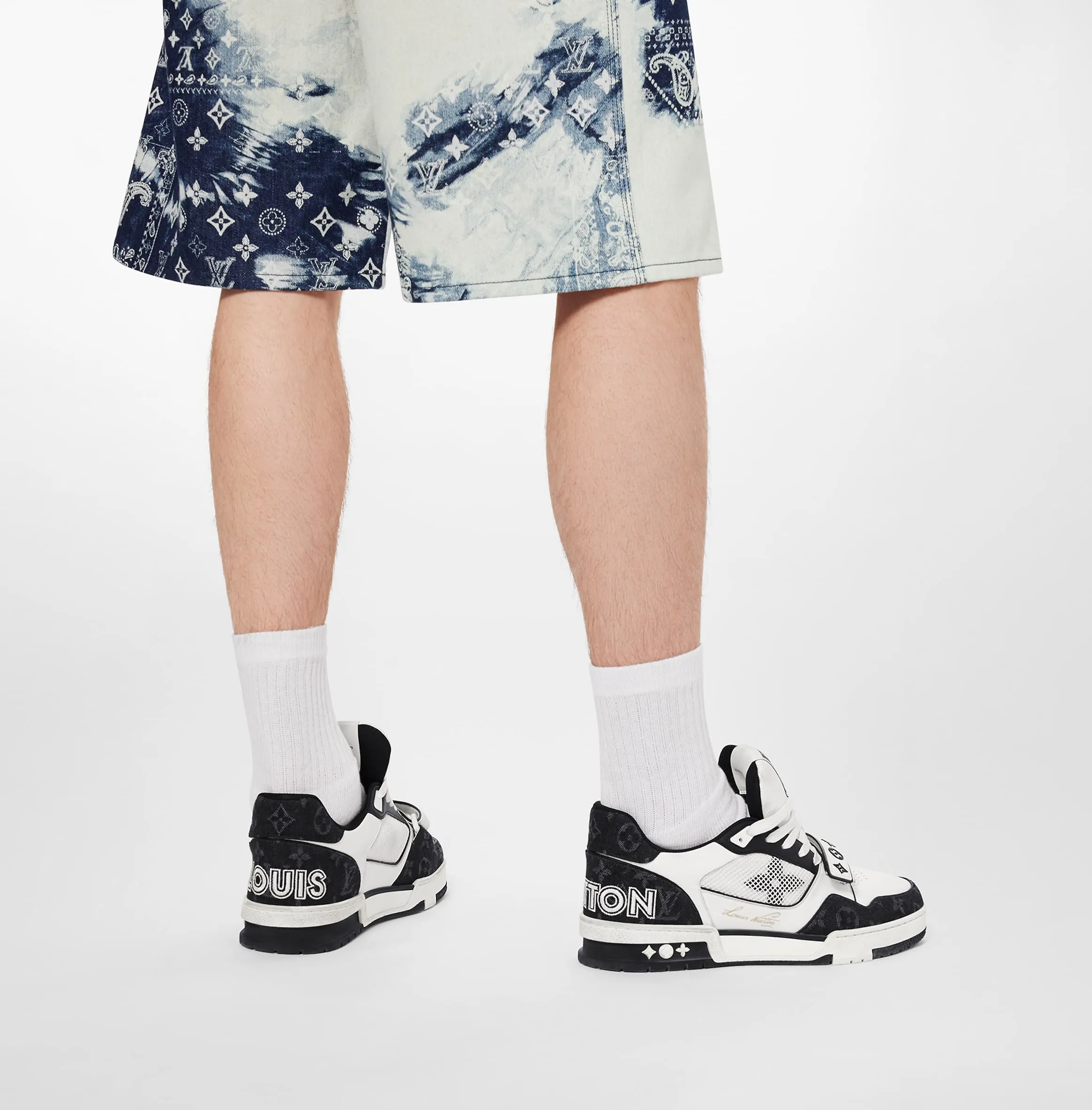 Replica rick owens shoes Bagsaaa LV Trainer Sneaker Velcro strap Monogram denim Black 1A9ZAU
