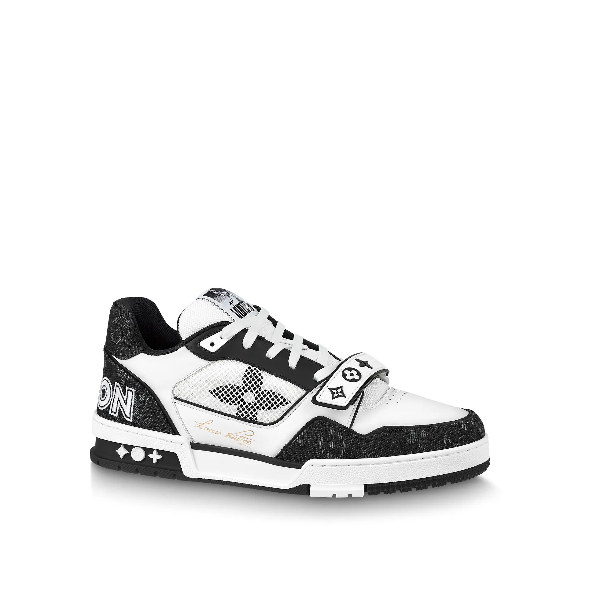 Bagsaaa LV Trainer Sneaker Velcro strap Monogram denim Black 1A9ZAU