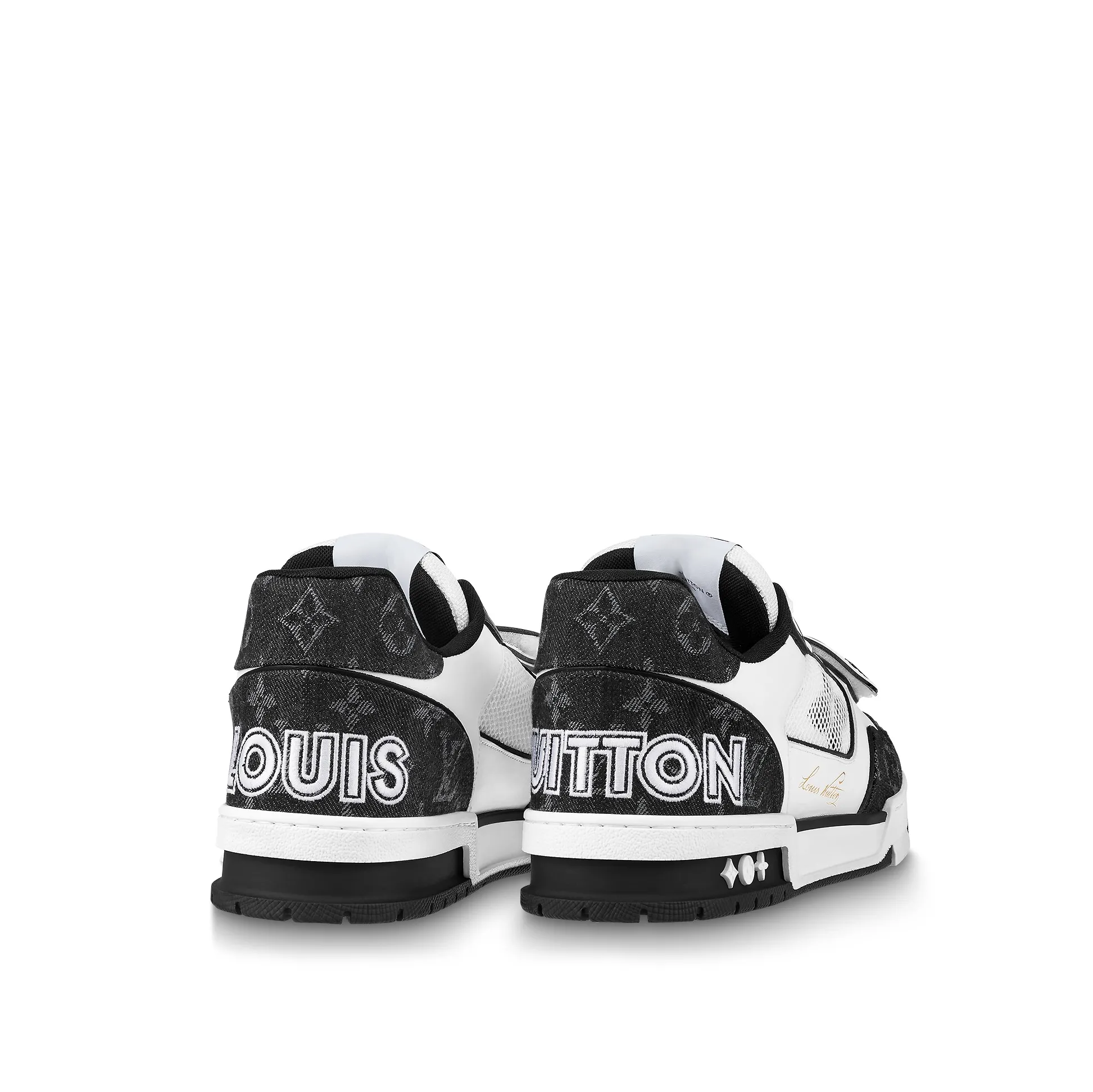 Replica rick owens shoes Bagsaaa LV Trainer Sneaker Velcro strap Monogram denim Black 1A9ZAU