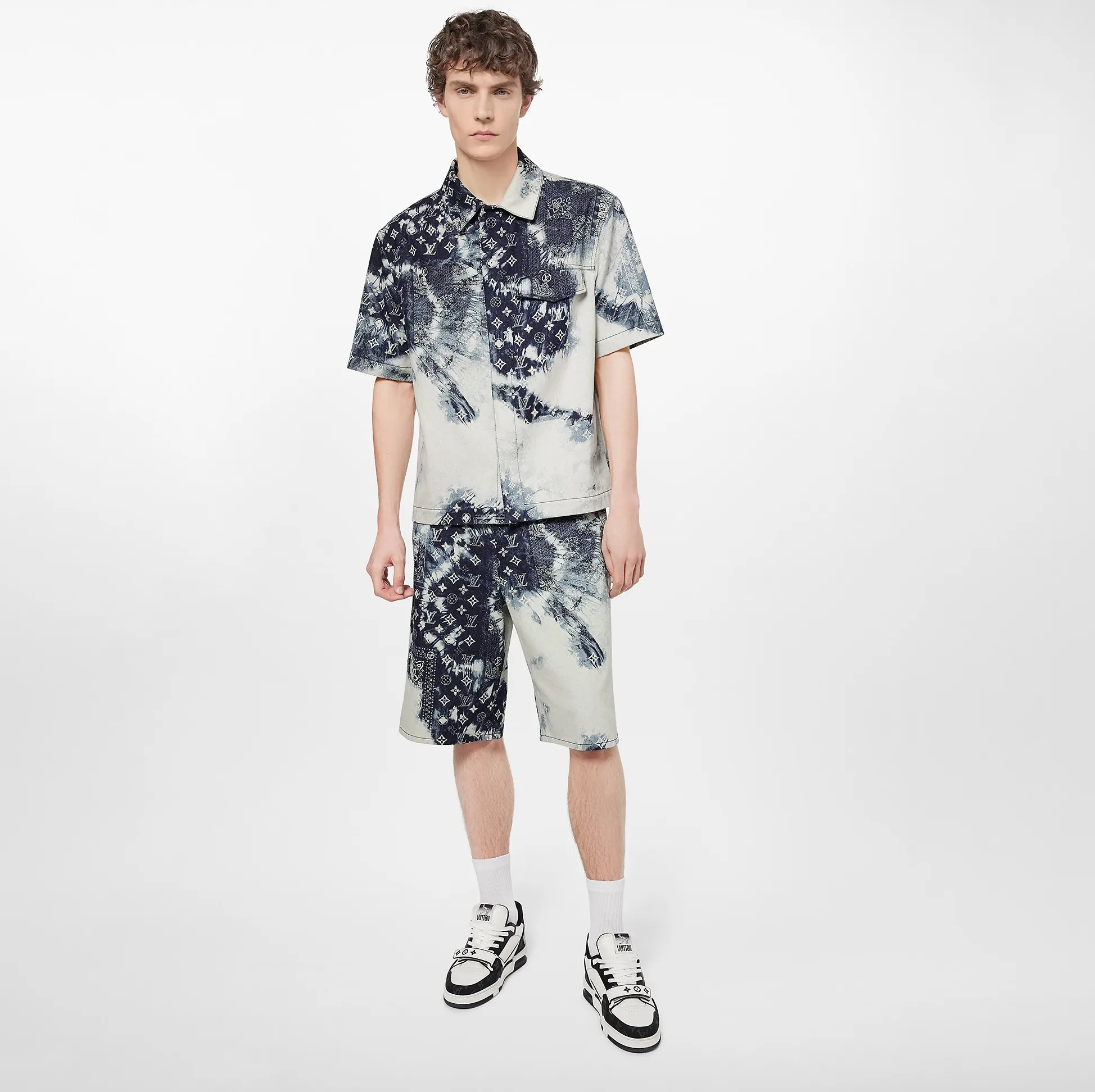 Replica rick owens shoes Bagsaaa LV Trainer Sneaker Velcro strap Monogram denim Black 1A9ZAU