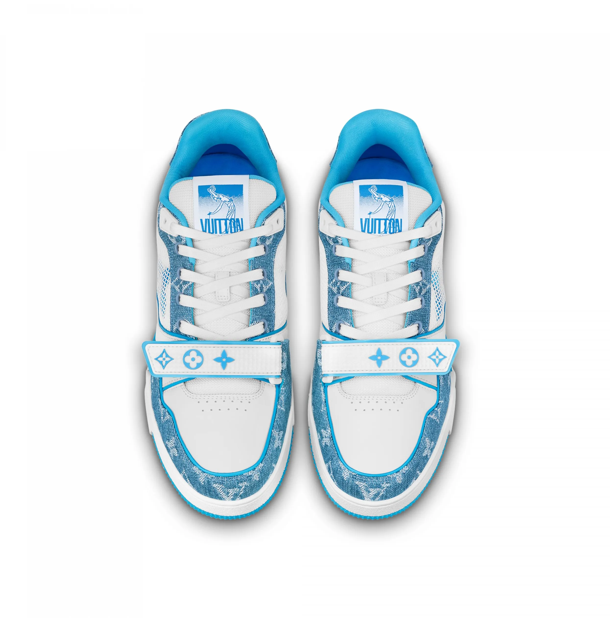 Top lv Bagsaaa LV Trainer Sneaker Velcro strap Monogram denim Blue 1A9ZI6