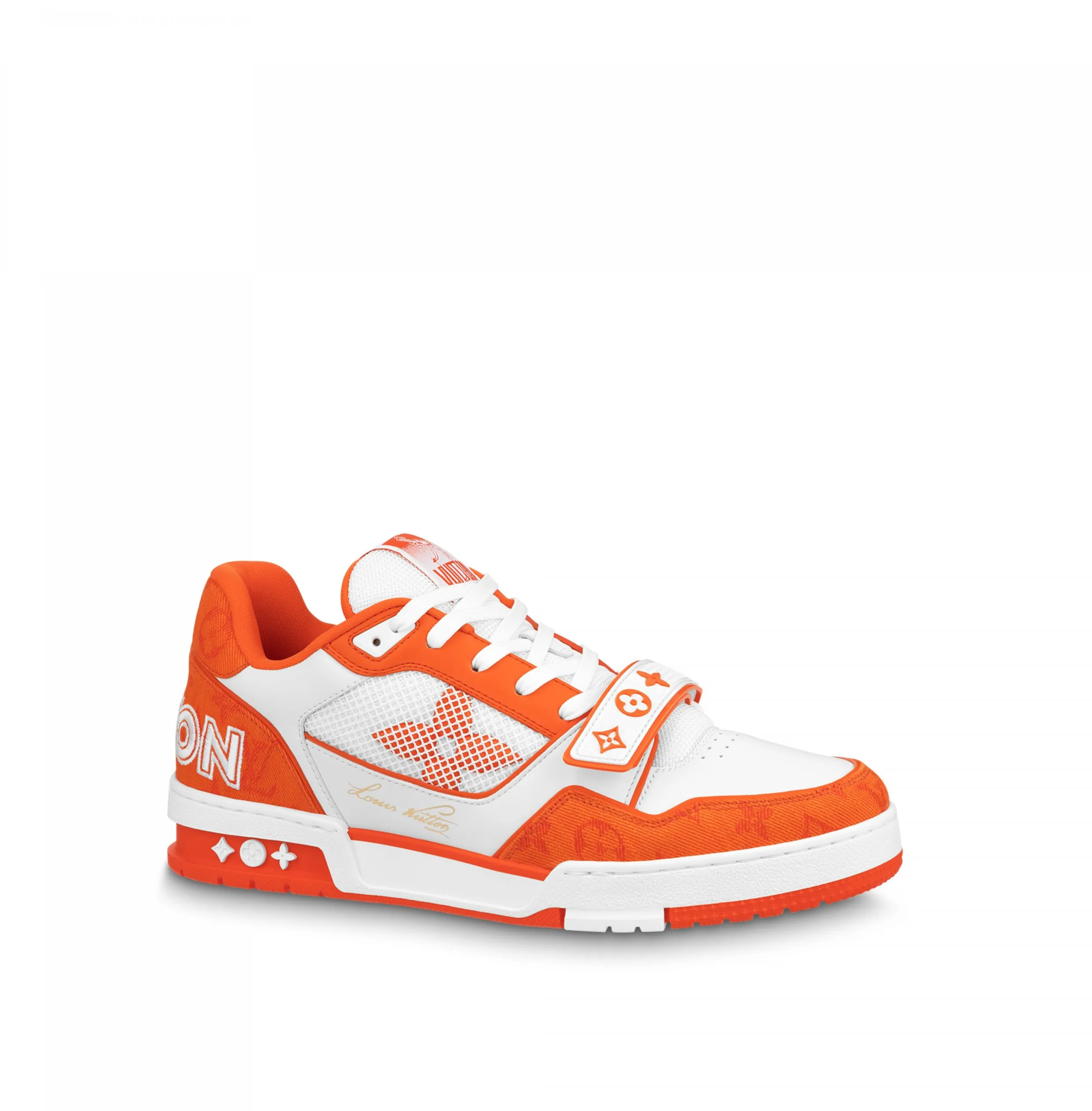 Bagsaaa LV Trainer Sneaker Velcro strap Monogram denim Orange 1A9ZBG