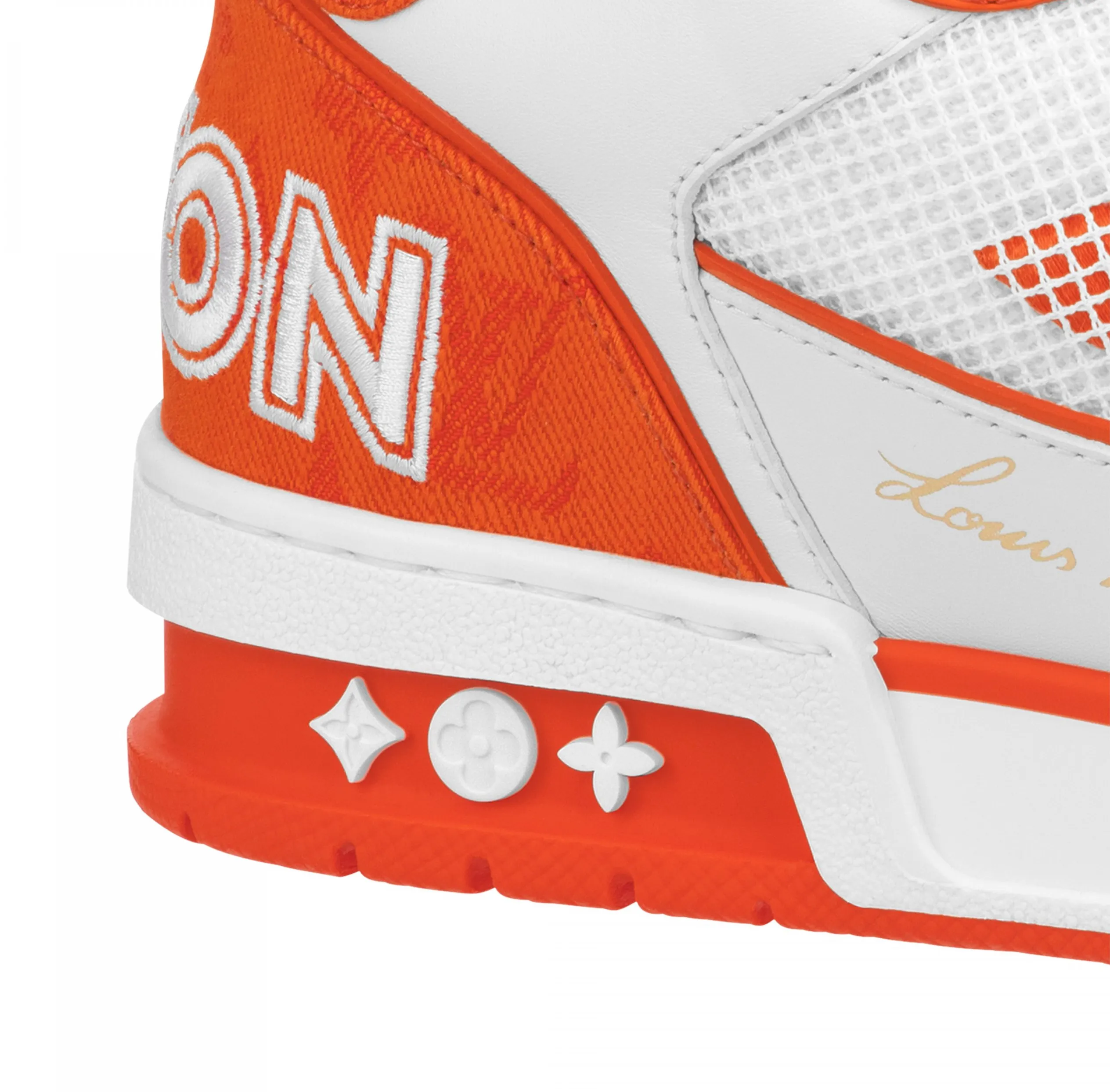 Original chanel store Bagsaaa LV Trainer Sneaker Velcro strap Monogram denim Orange 1A9ZBG