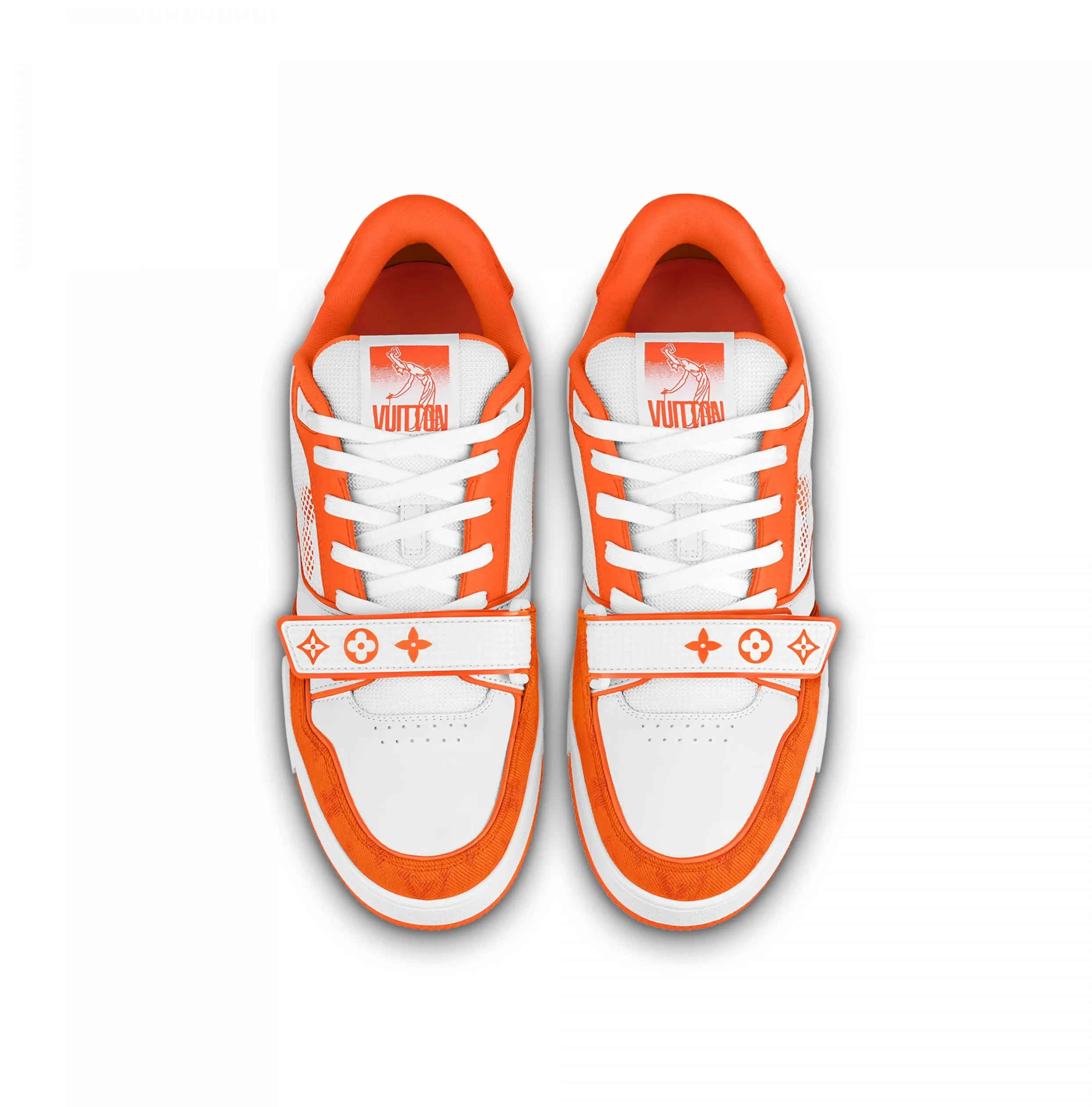 Original chanel store Bagsaaa LV Trainer Sneaker Velcro strap Monogram denim Orange 1A9ZBG