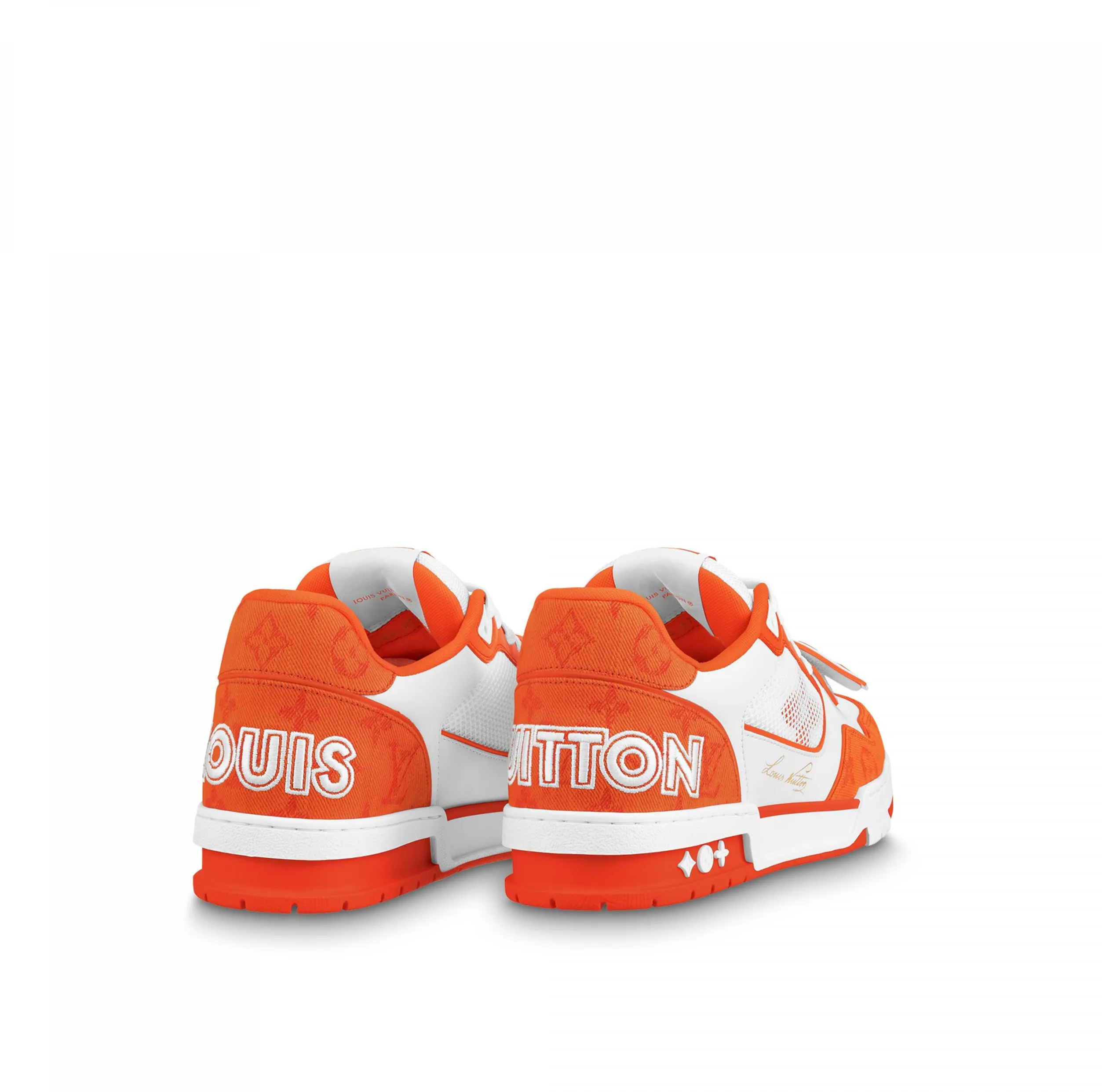 Original chanel store Bagsaaa LV Trainer Sneaker Velcro strap Monogram denim Orange 1A9ZBG