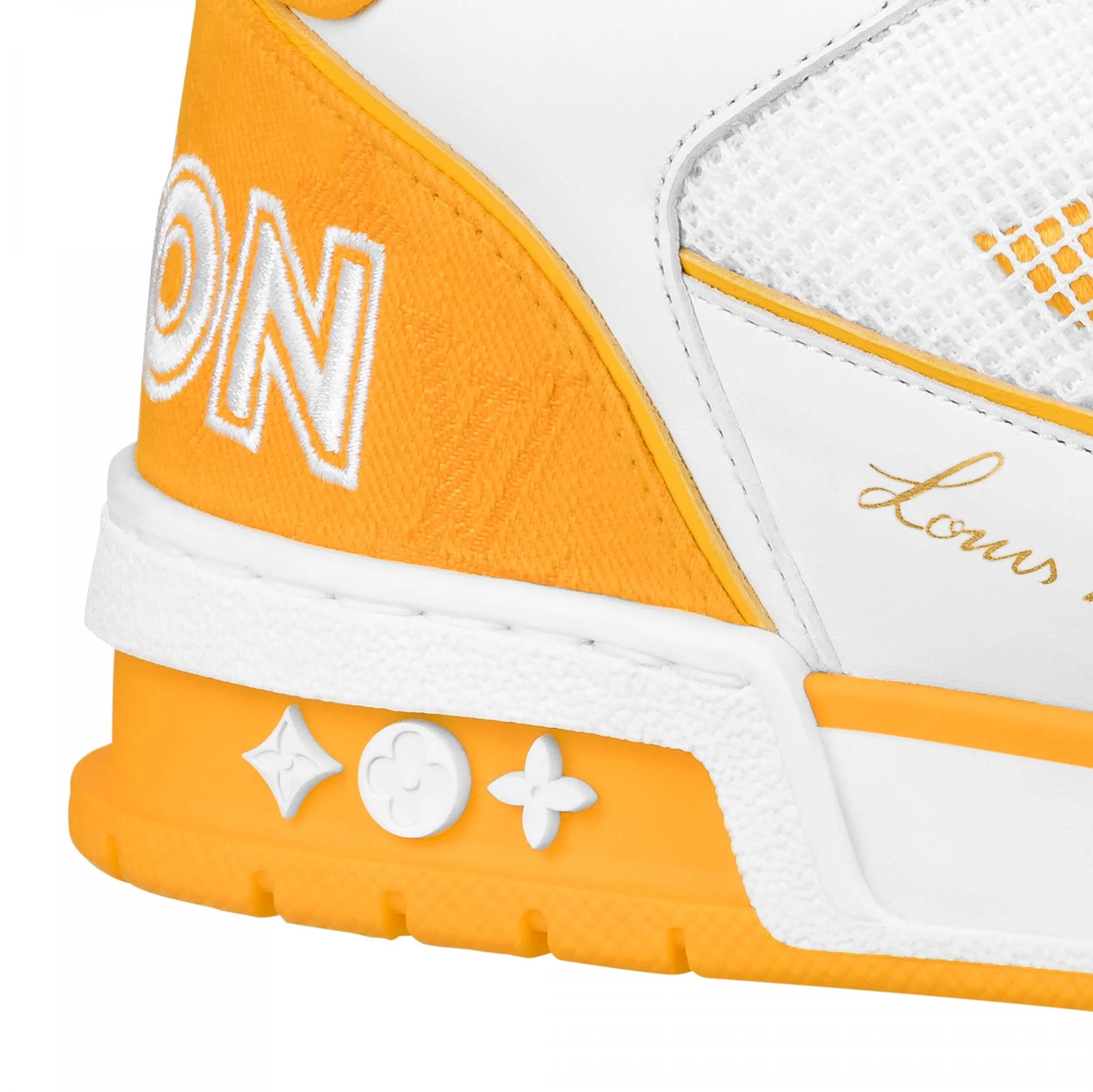 Lv shoes replica Bagsaaa LV Trainer Sneaker Velcro strap Monogram denim Yellow 1A9ZD4