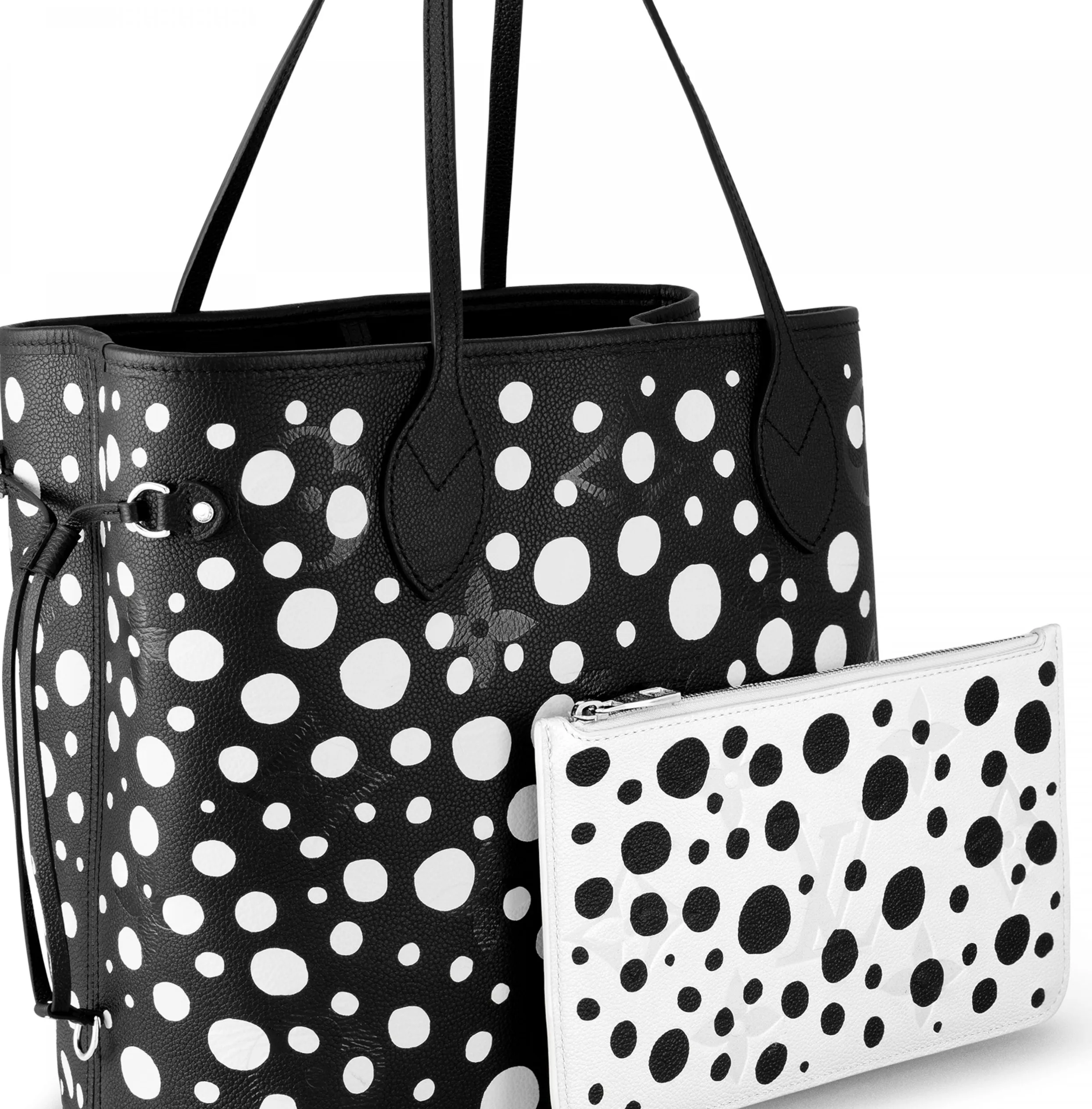 Top lv Bagsaaa LV x YK Neverfull MM M46390 Black white